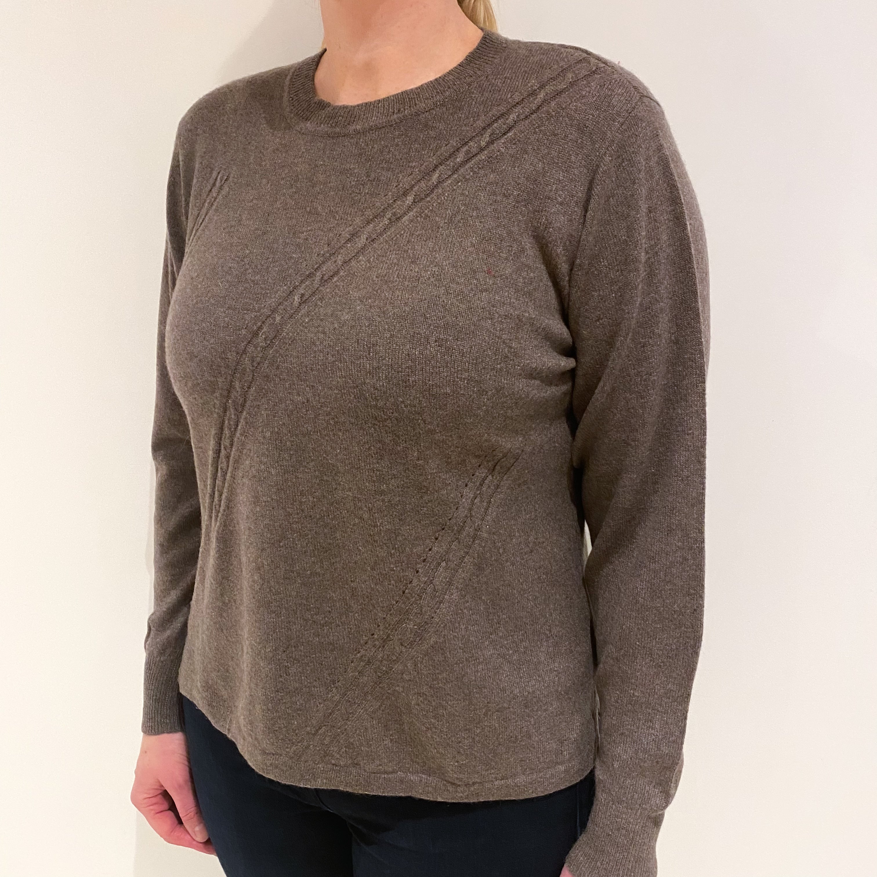 Donkey Brown Cashmere Crew Neck Jumper Large