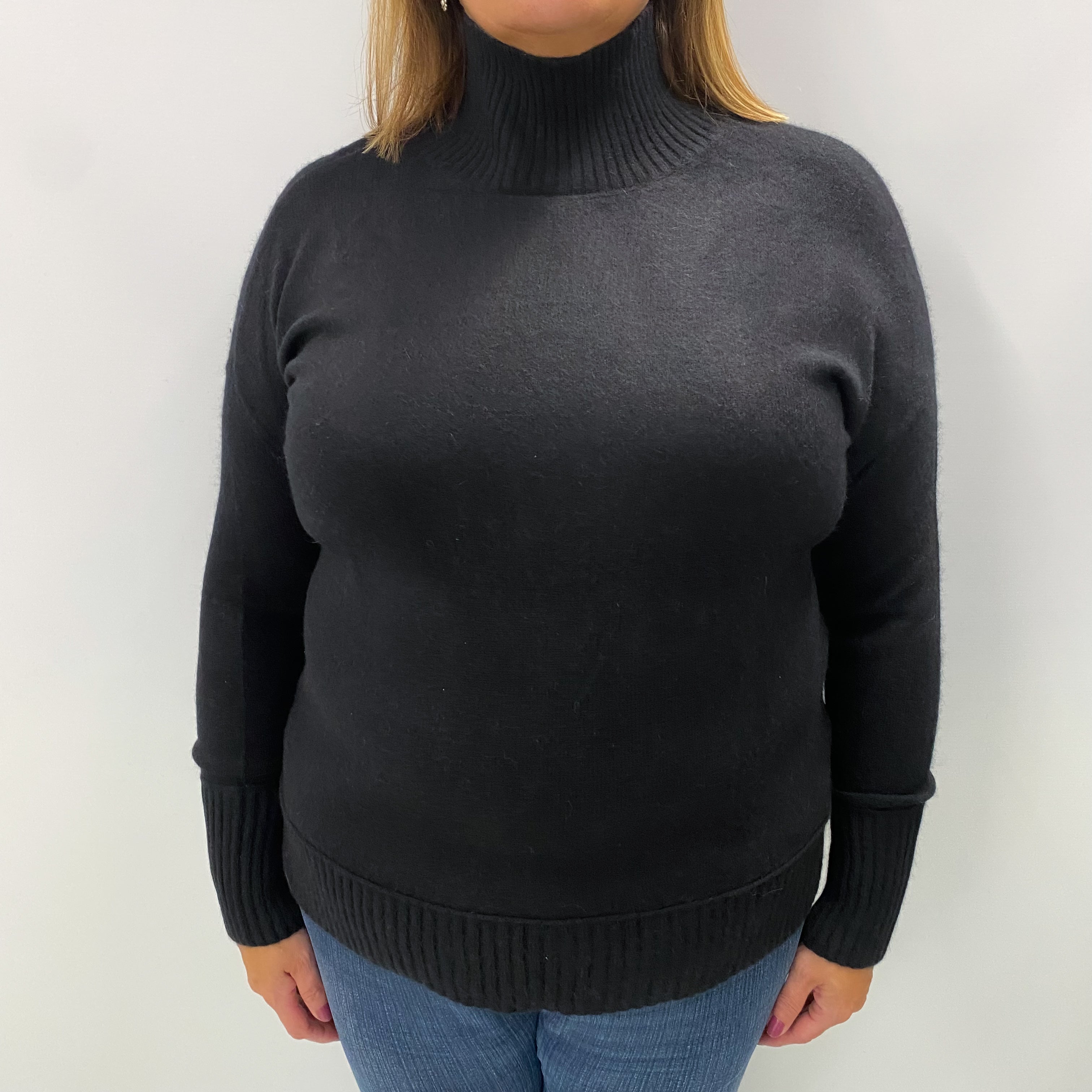 Black Cashmere Turtle Neck Jumper Extra Large
