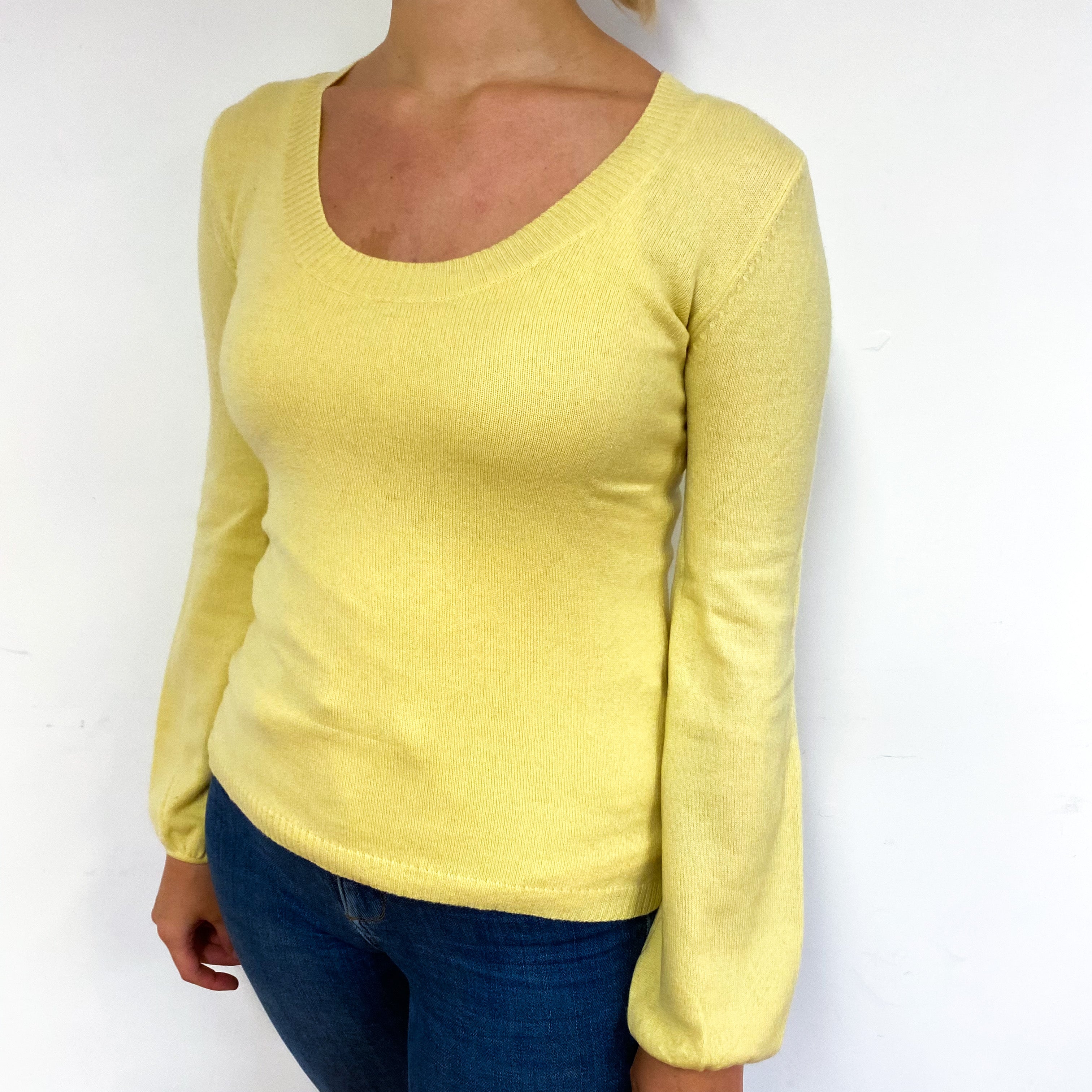 Primrose Yellow Cashmere Scoop Neck Jumper Small