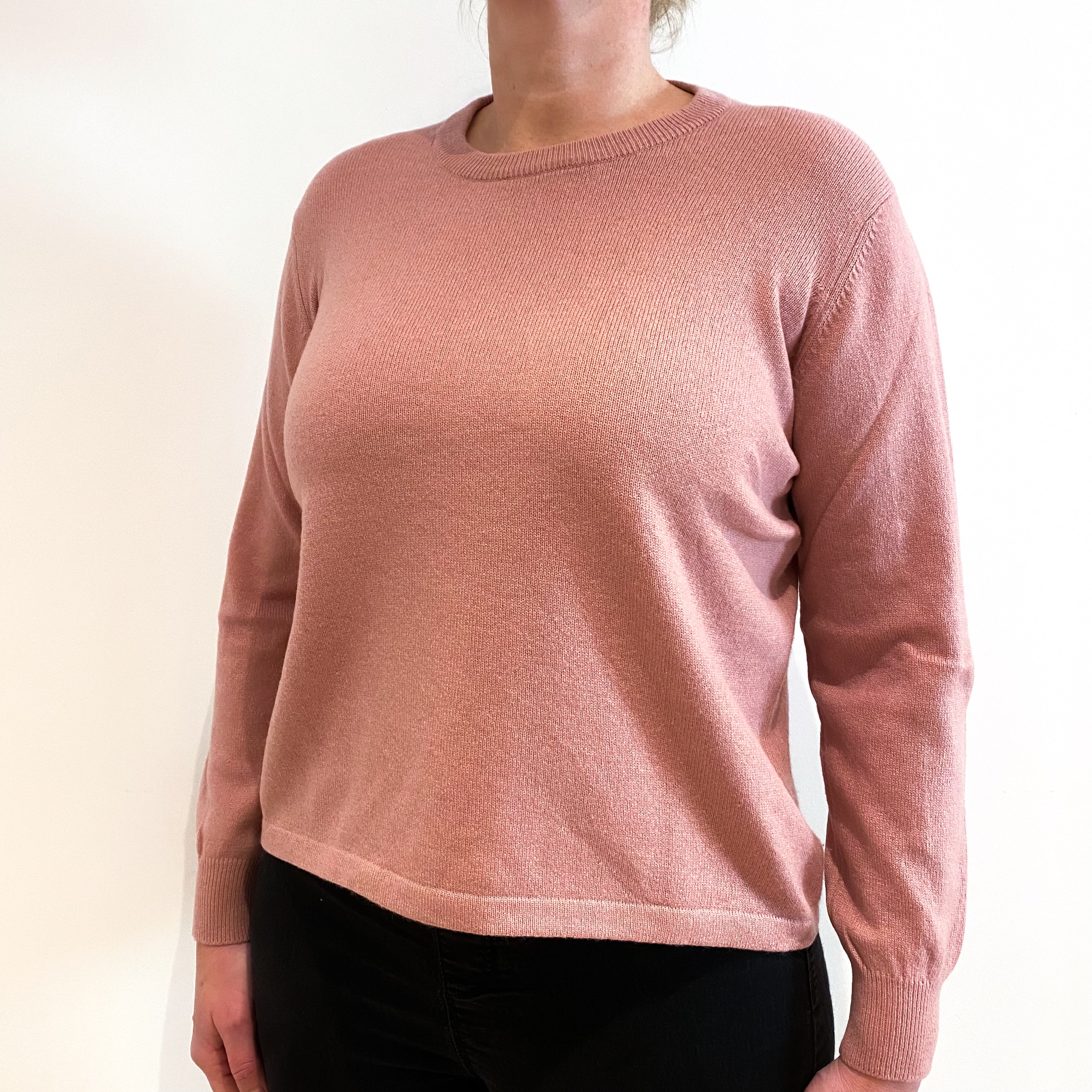 Blush Pink Cashmere Crew Neck Jumper Large