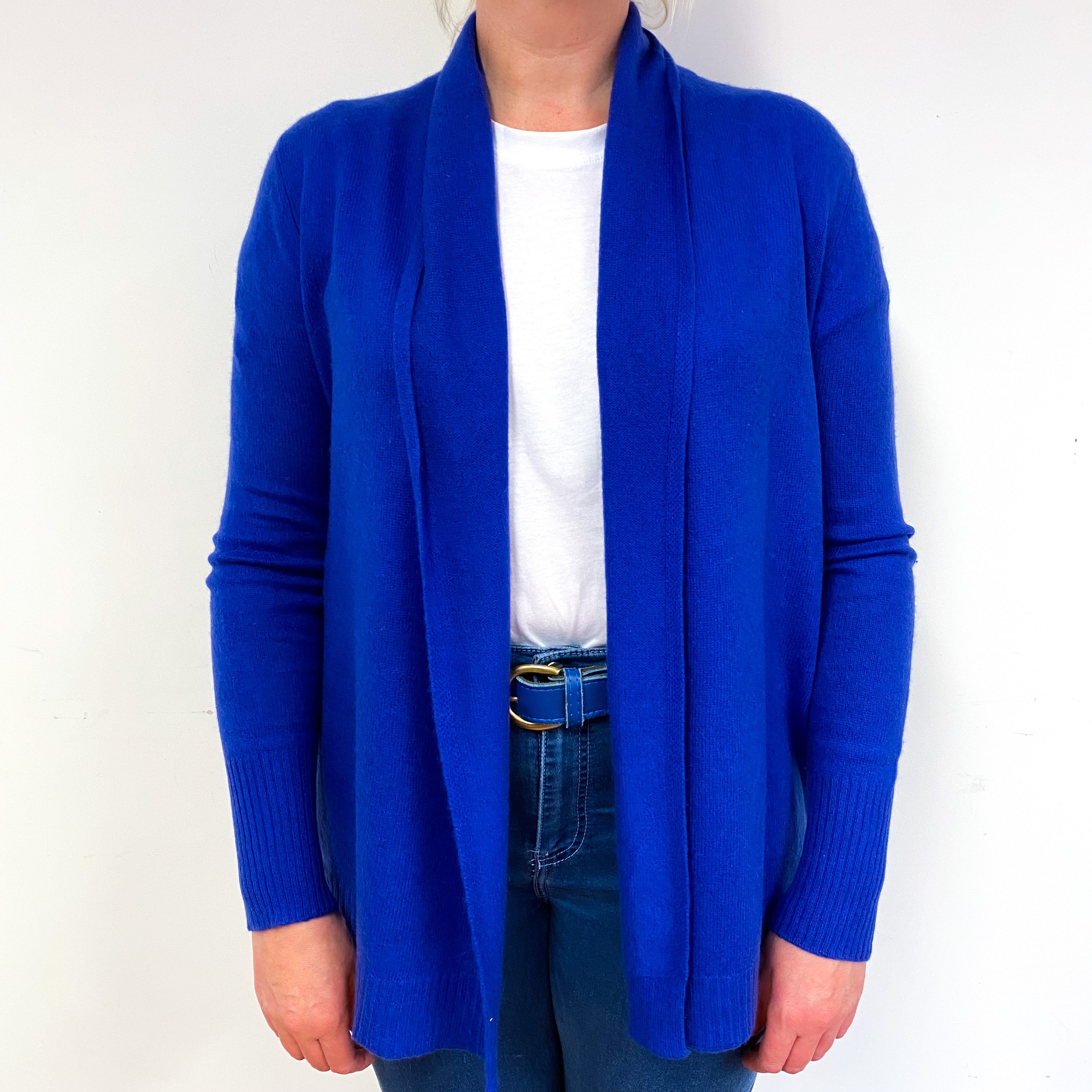 Indigo Blue Cashmere Edge to Edge Cardigan Large