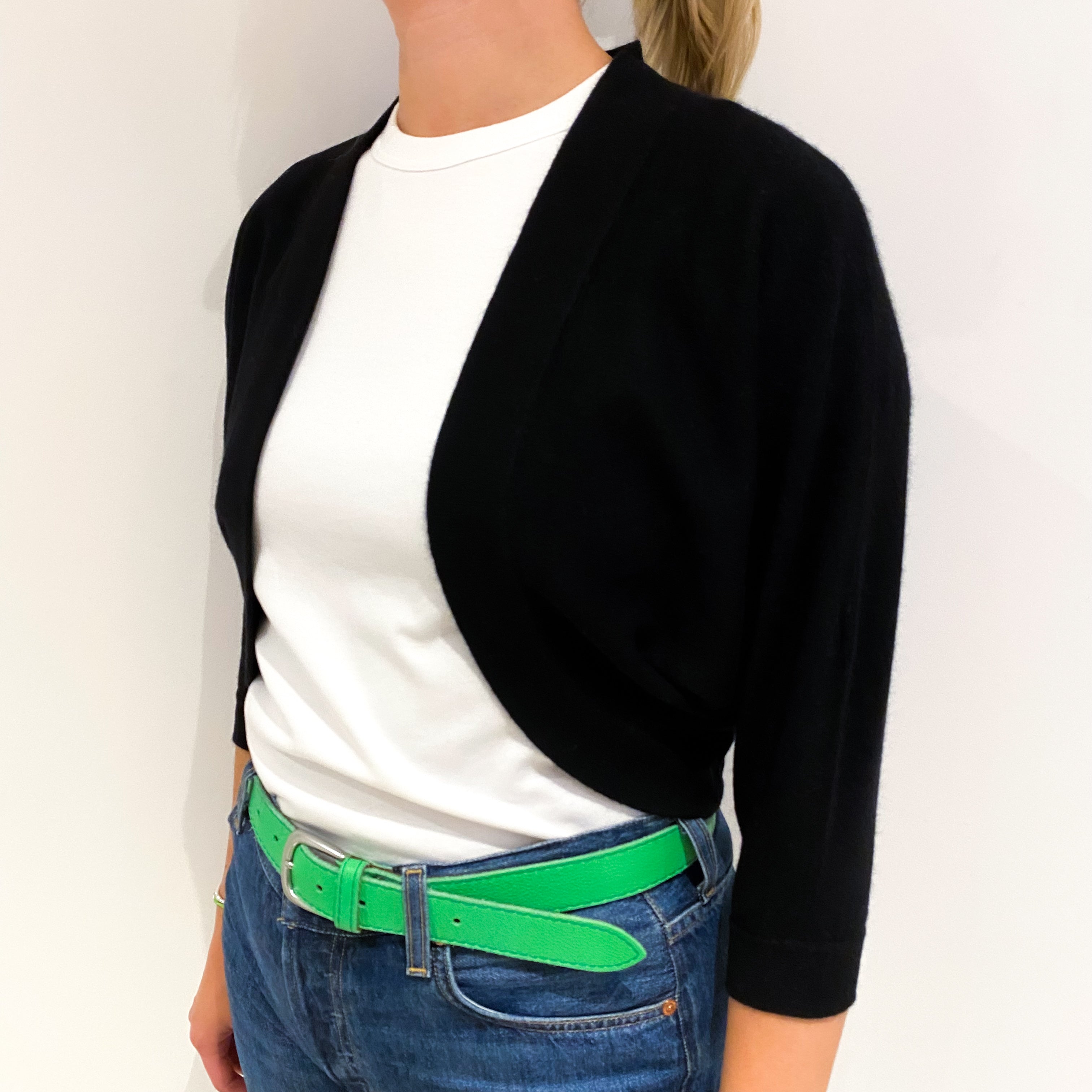 Black Cashmere Batwing Style Bolero Cardigan Small