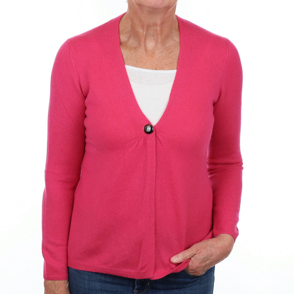 Rose Pink Cashmere V Neck Cardigan Medium