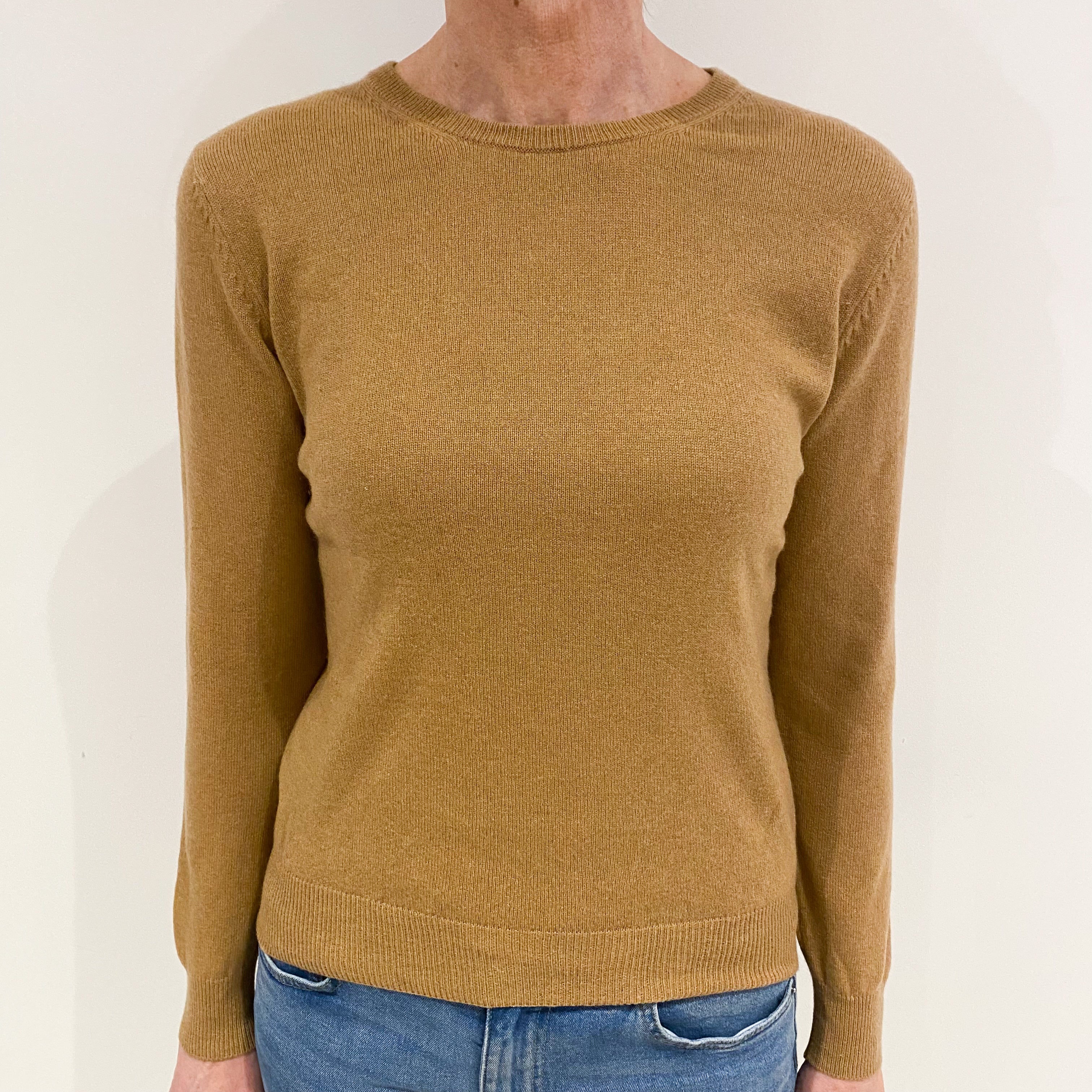 Caramel Brown Cashmere Crew Neck Jumper Small
