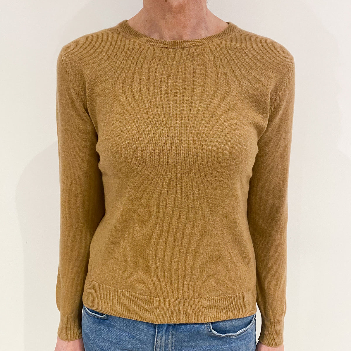 Caramel Brown Cashmere Crew Neck Jumper Small