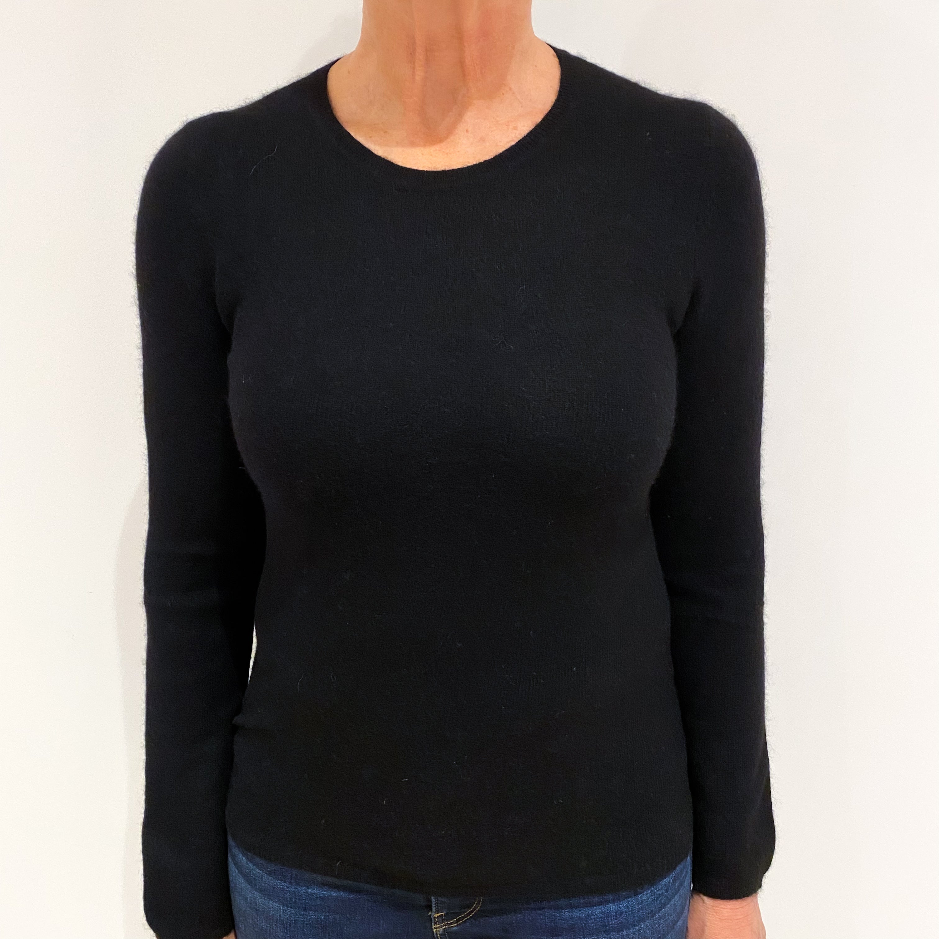 Black Cashmere Crew Neck Jumper Medium
