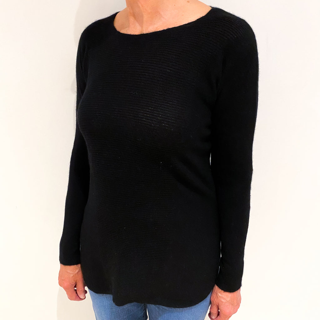 Black Cashmere Slash Neck Jumper Medium