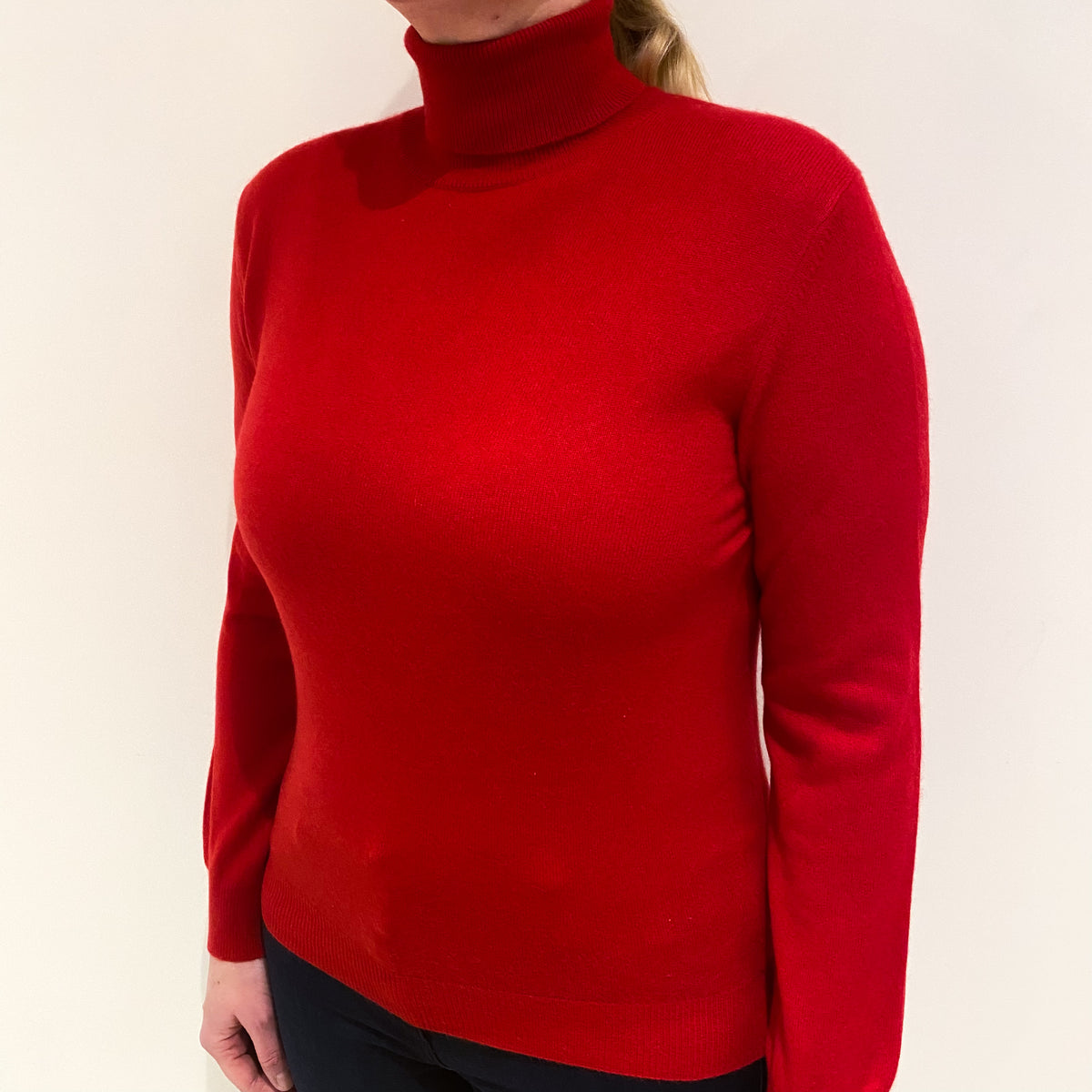 Berry Red Cashmere Polo Neck Jumper Large