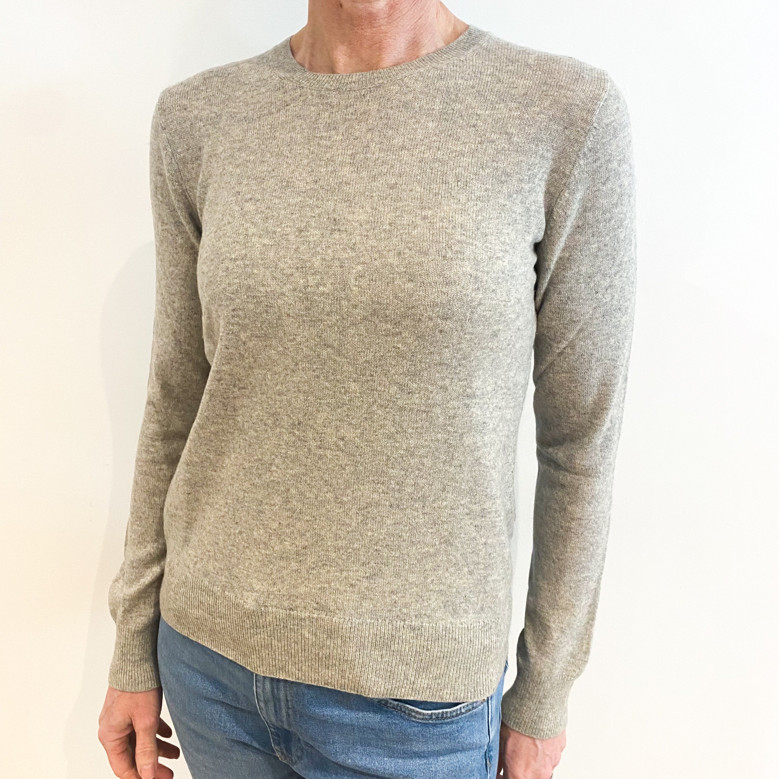 Steel Grey Cashmere Crew Neck Jumper Small