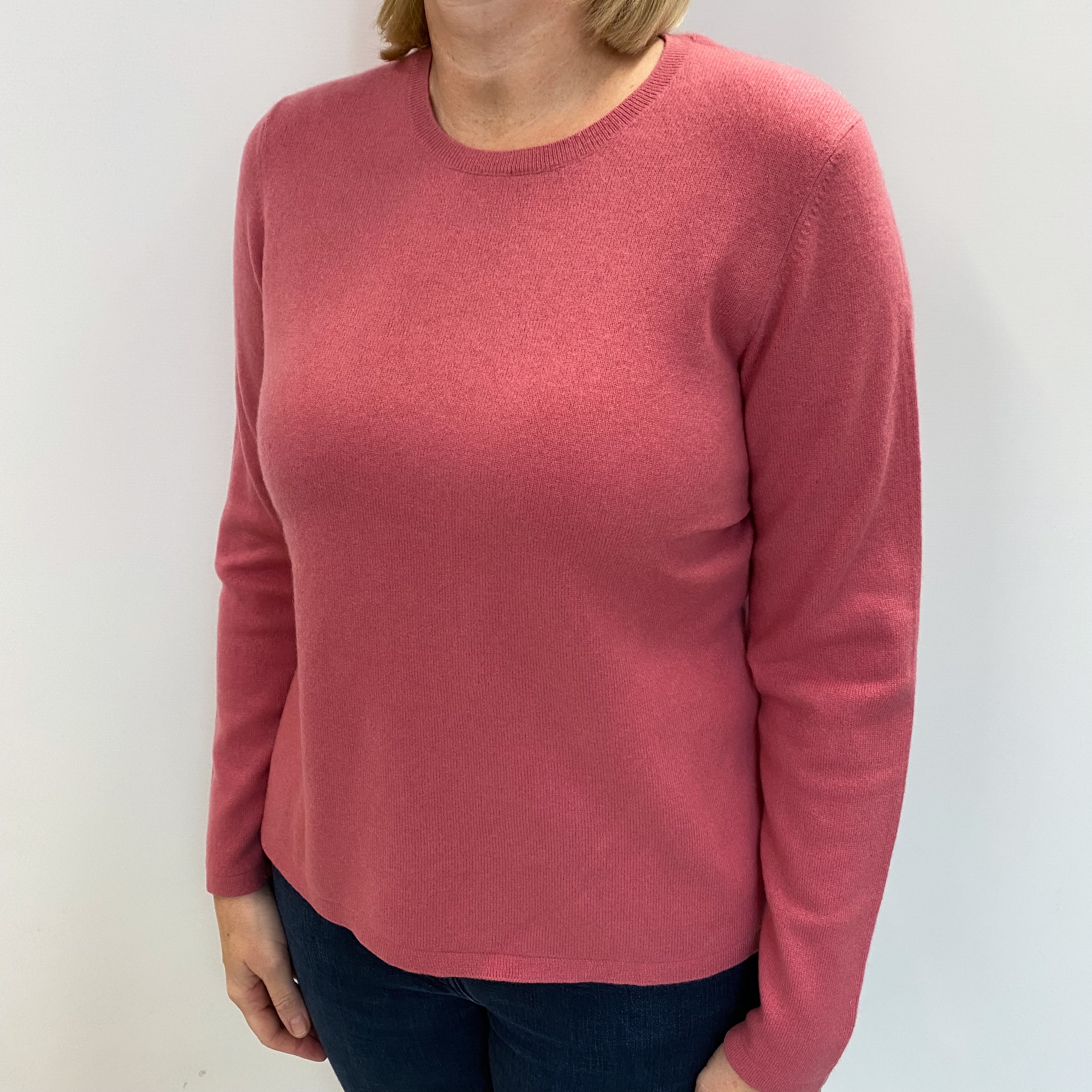 Loganberry Pink Cashmere Crew Neck Jumper Large