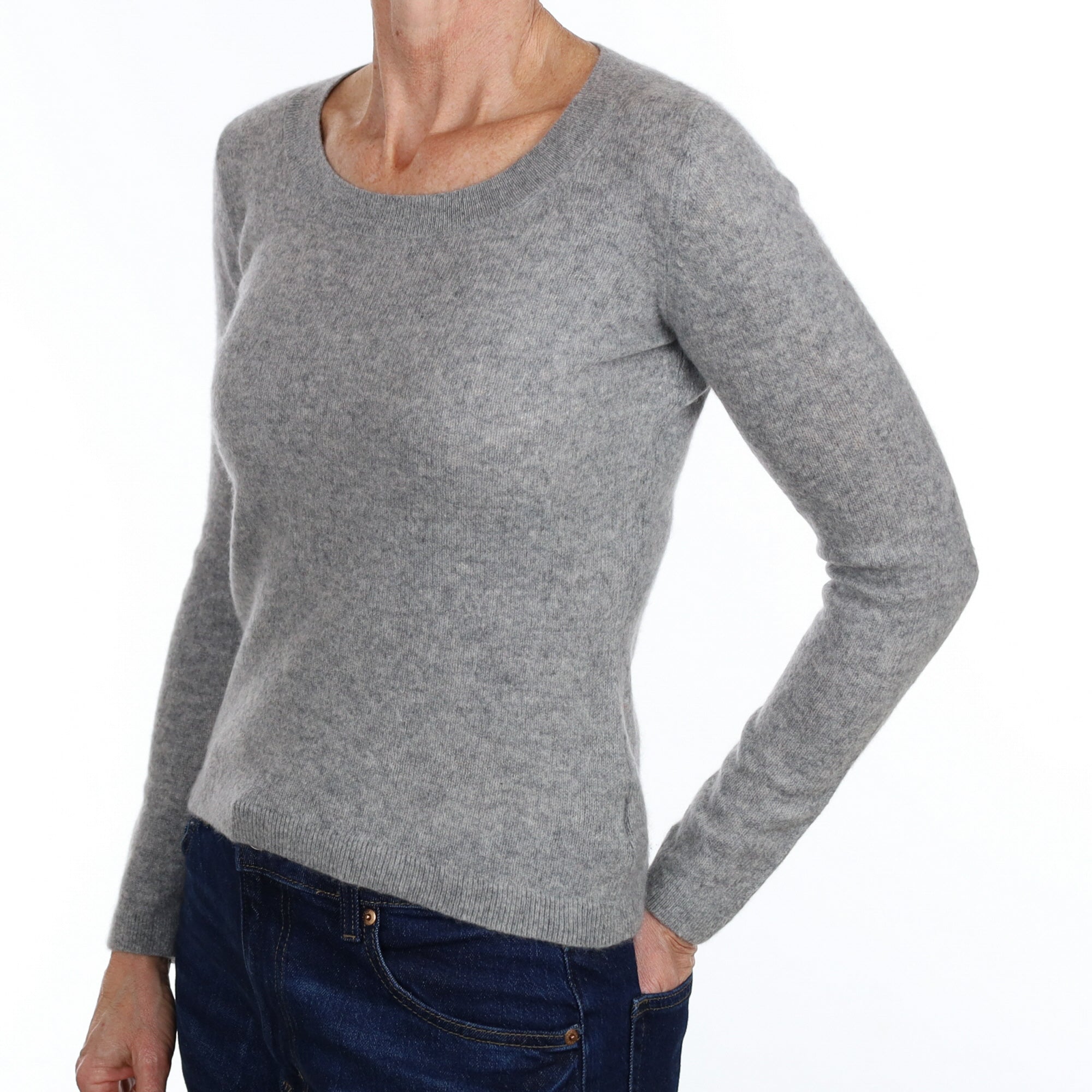 Smoke Grey Cashmere Crew Neck Jumper Small