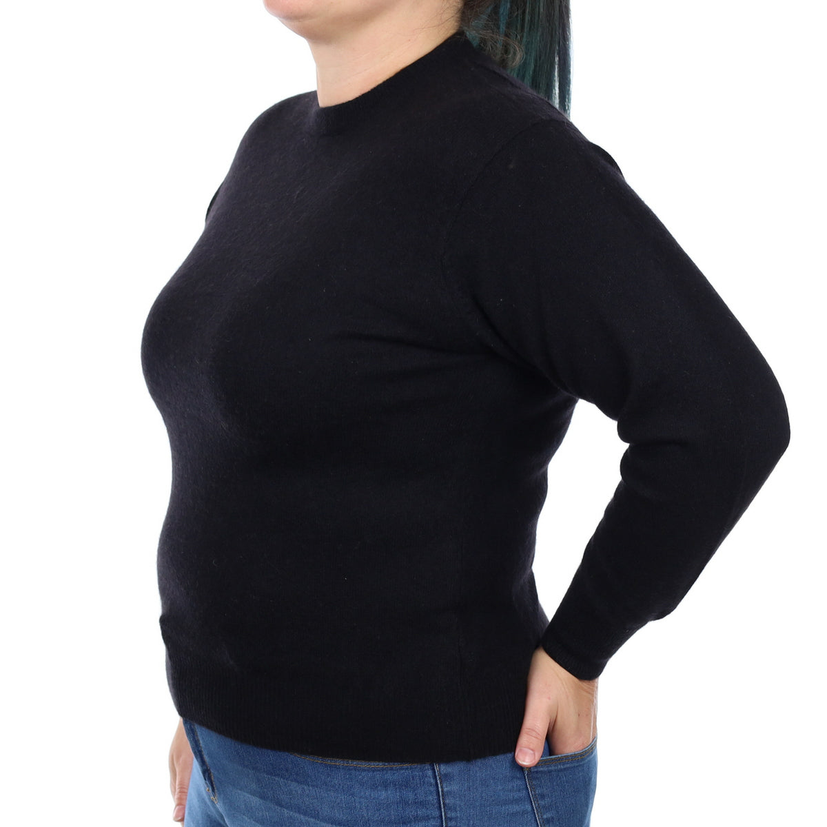 Black Cashmere Crew Neck Jumper Large