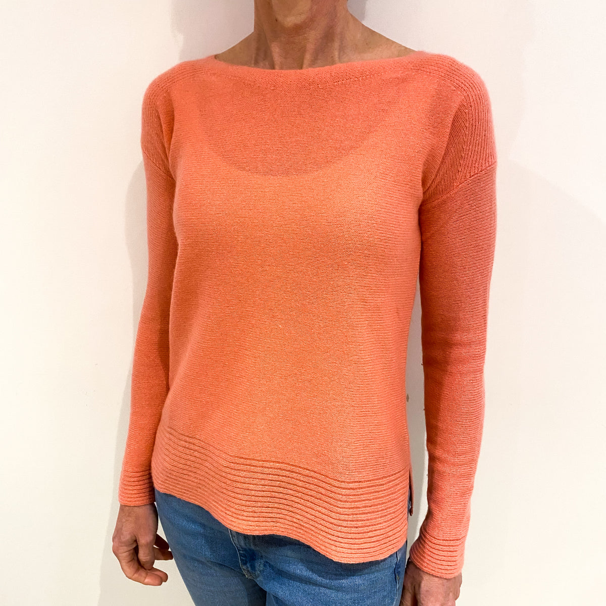 Flamingo Green Cashmere Crew Neck Jumper Small