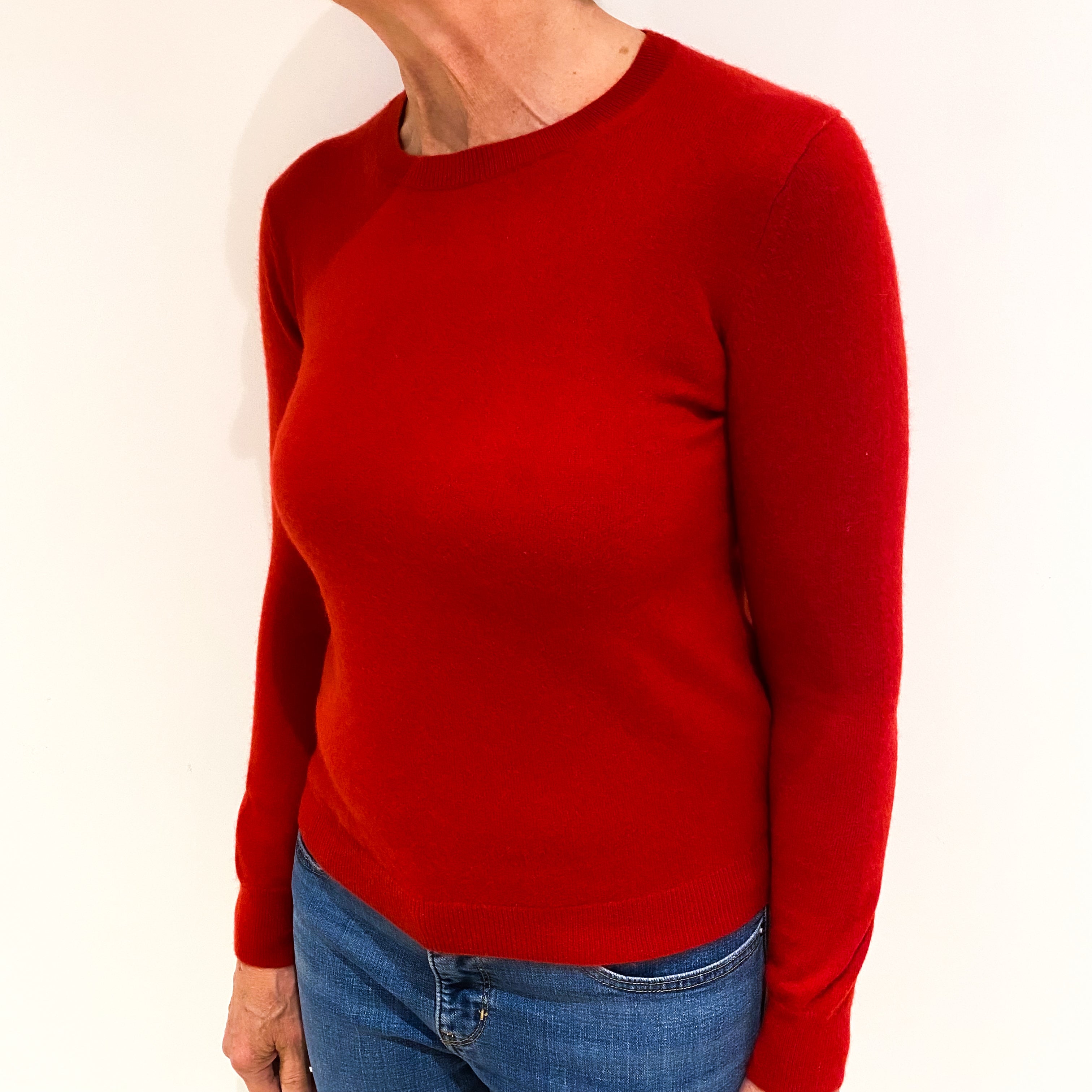Scarlet Red Cashmere Crew Neck Jumper Medium