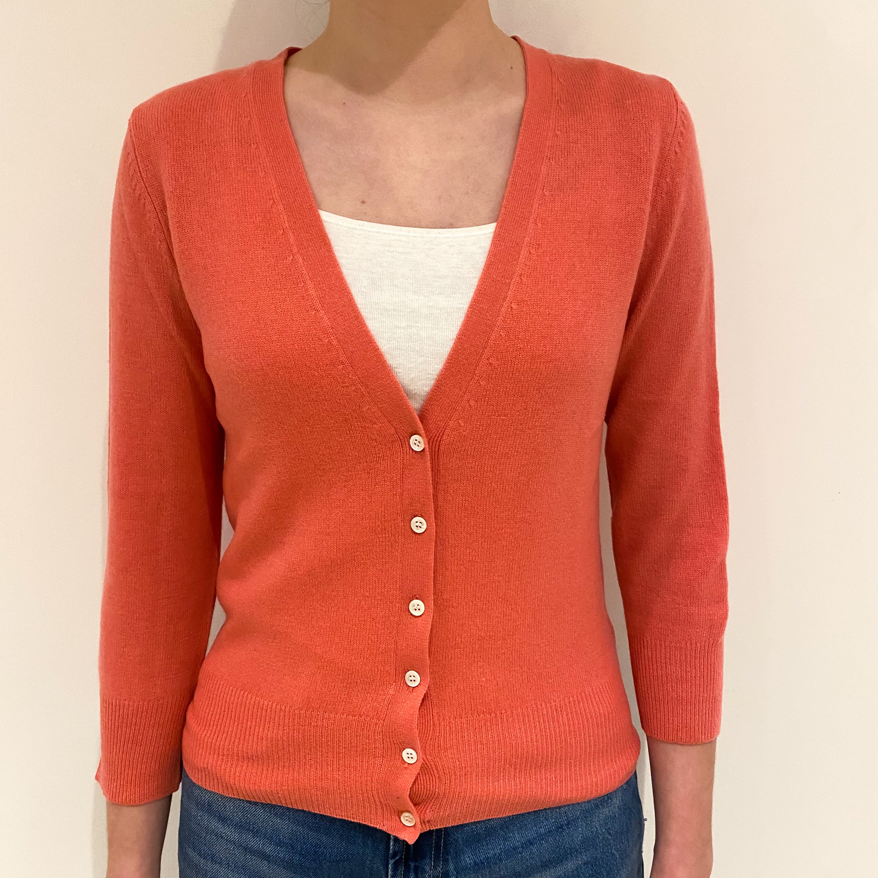 Flamingo Pink Cashmere V Neck Cardigan Extra Small