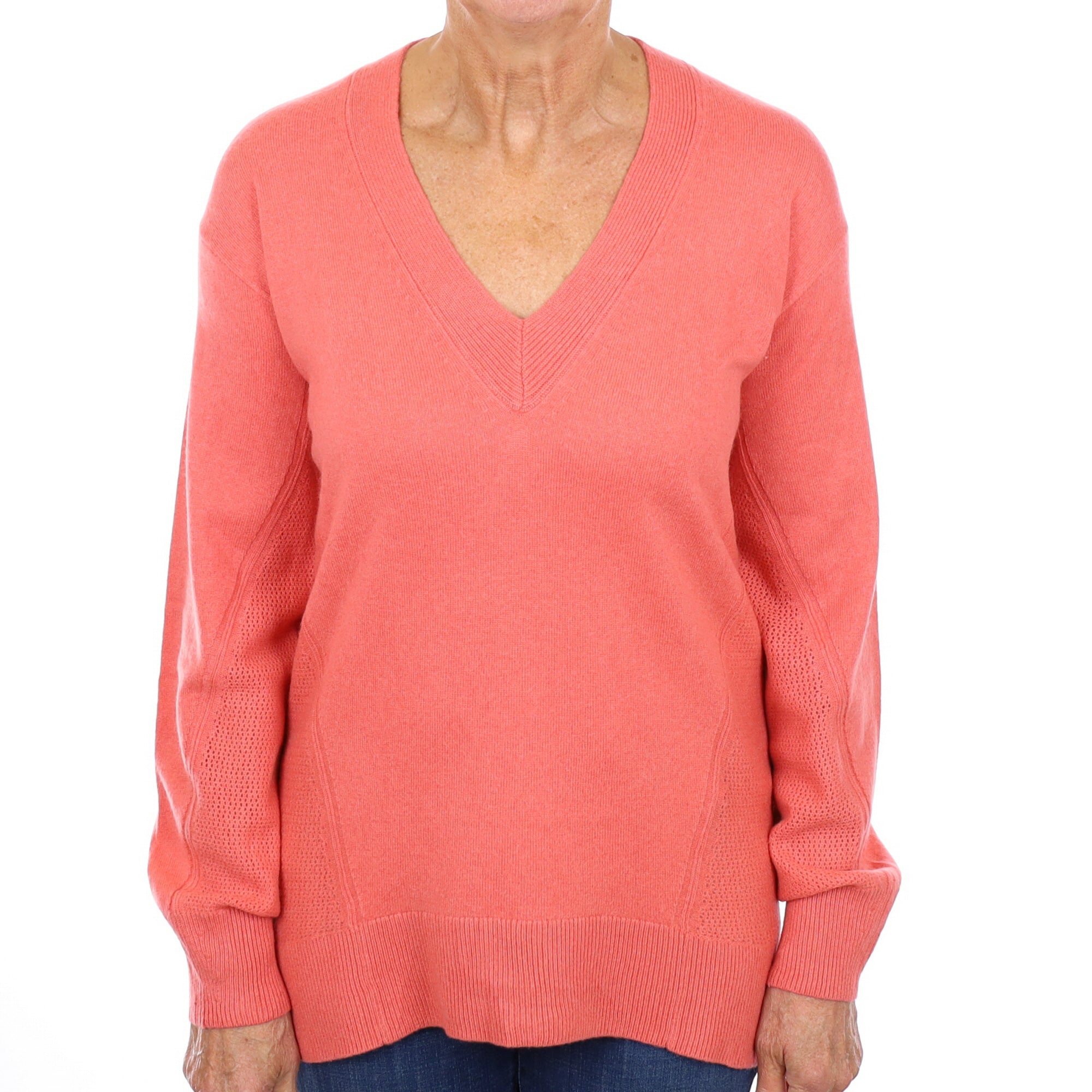 Rag and Bone Coral Pink Cashmere V Neck Jumper Medium