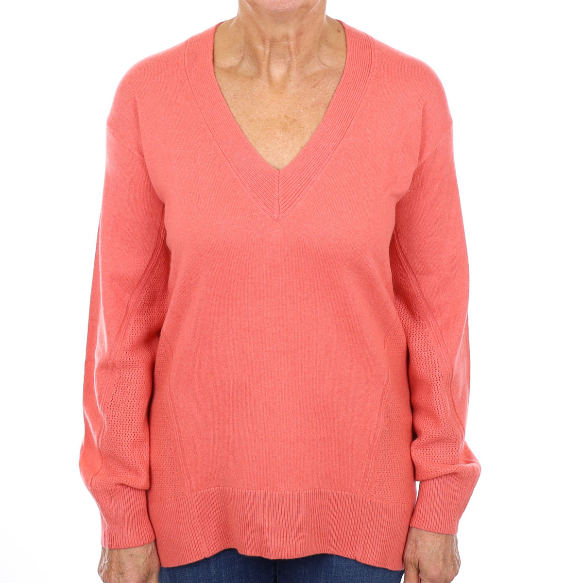 Rag and Bone Coral Pink Cashmere V Neck Jumper Medium