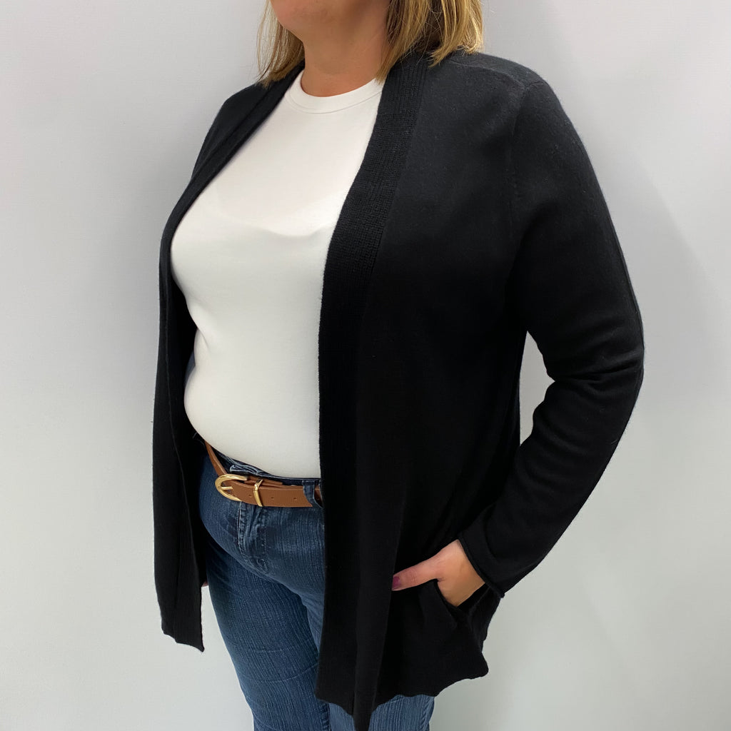 Black Cashmere Edge To Edge Cardigan Extra Large