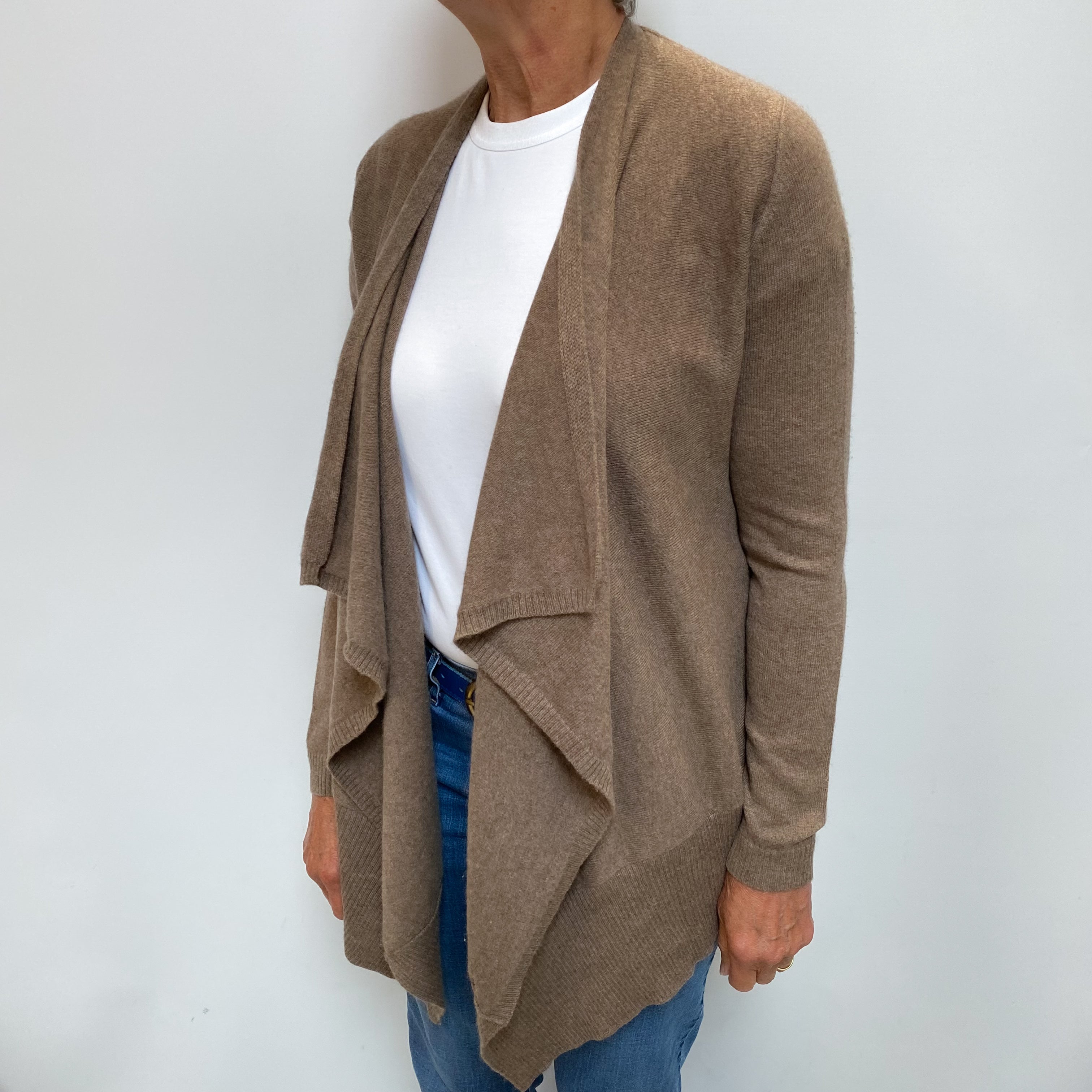 Donkey Brown Cashmere Waterfall Cardigan Medium