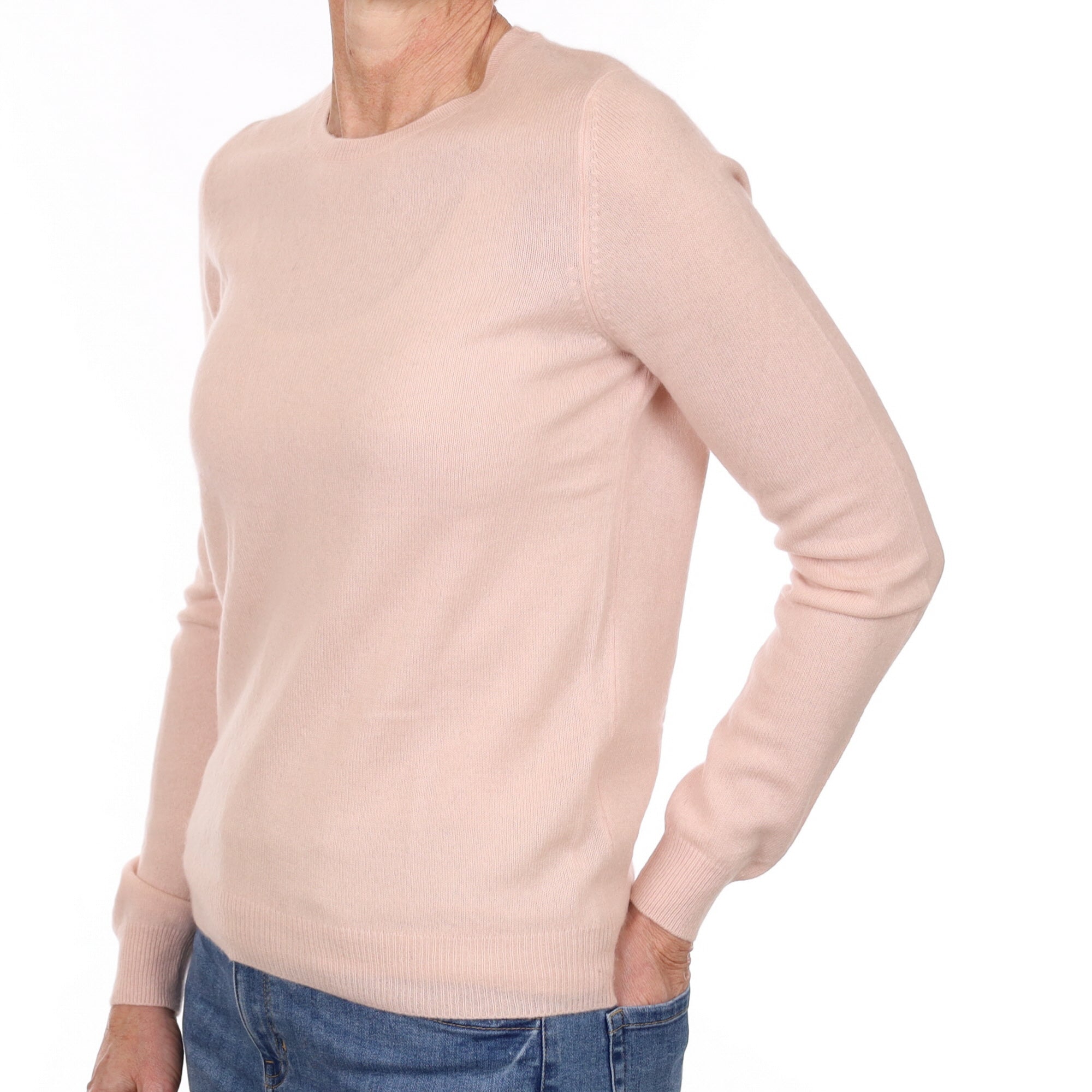 Shell Pink Cashmere Crew Neck Jumper Small