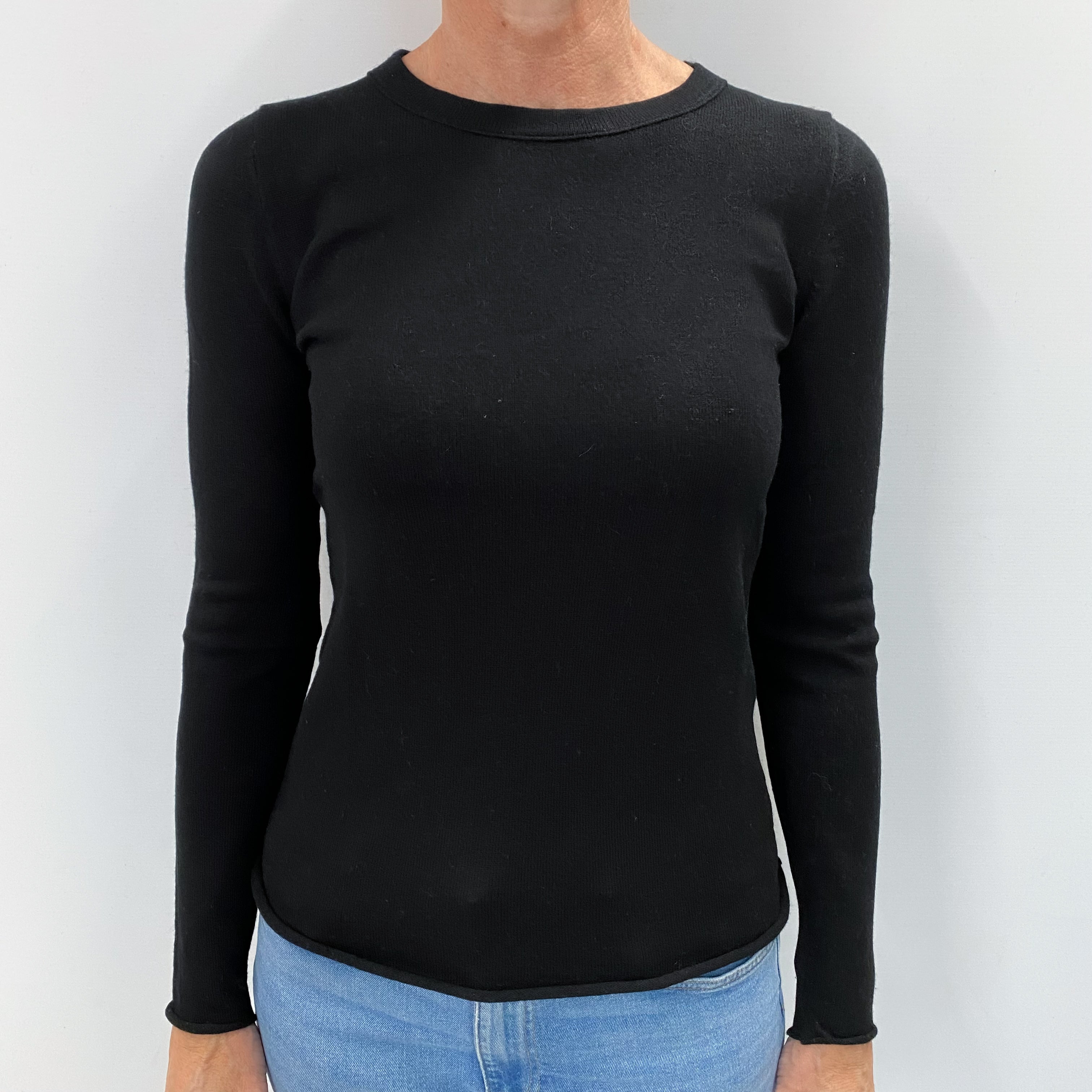 Black Cashmere Crew Neck Jumper Small