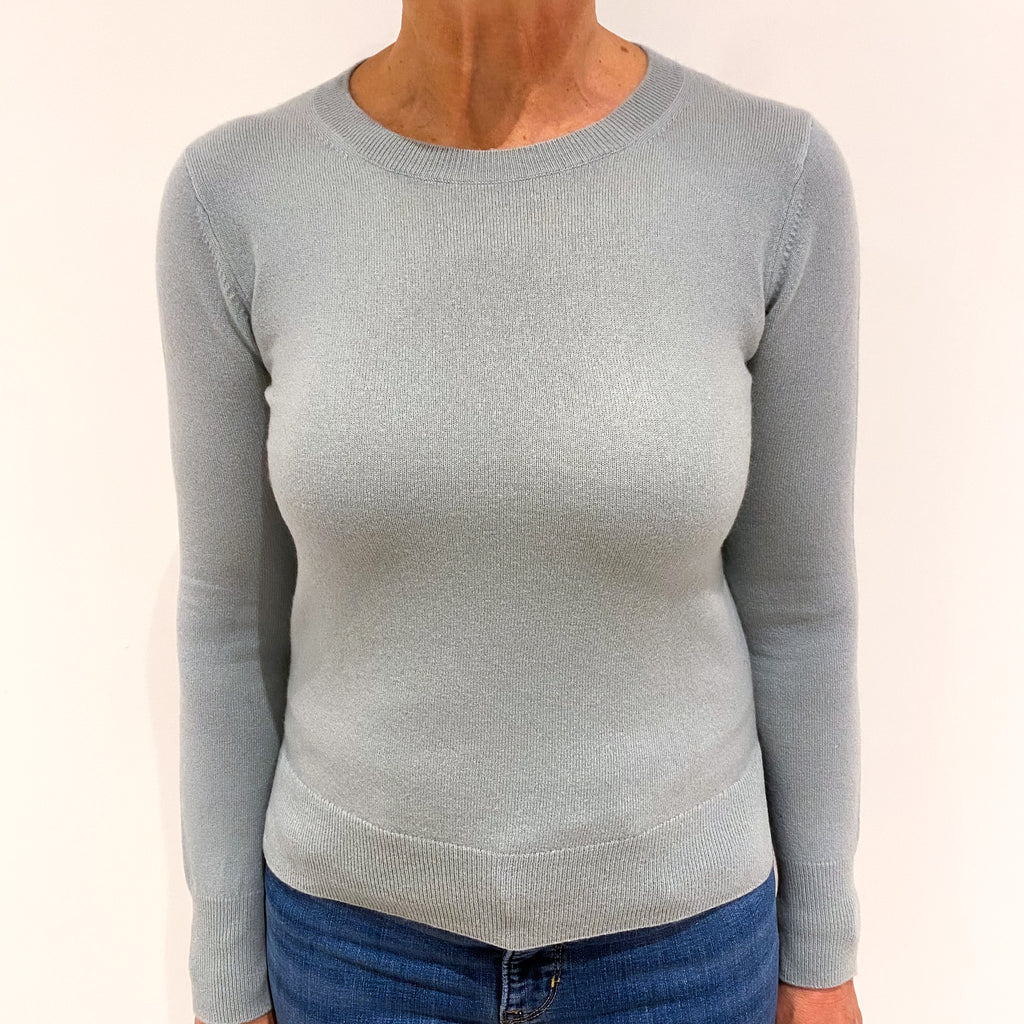 Aqua Grey Cashmere Crew Neck Jumper Medium