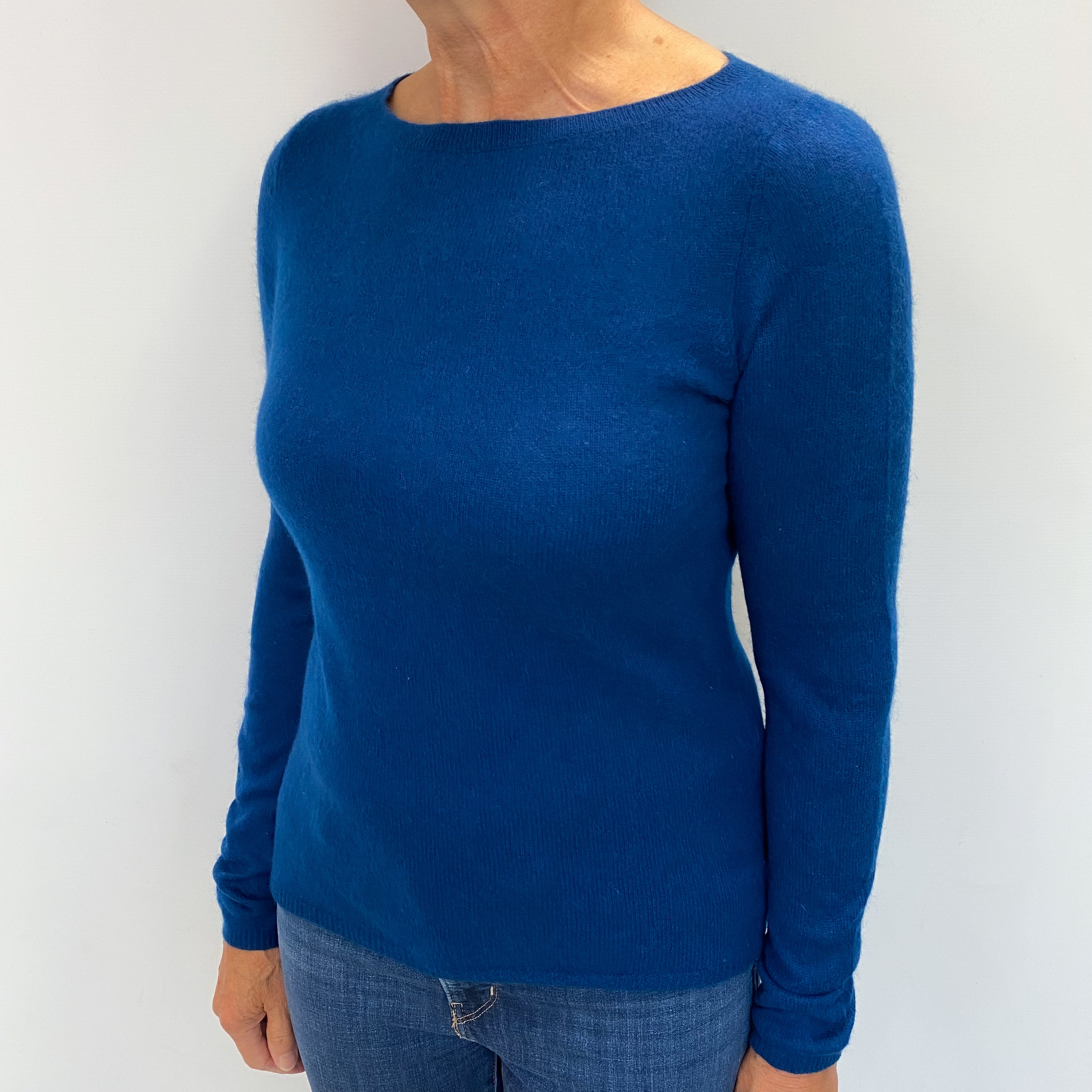 Deep Ocean Blue Cashmere Crew Neck Jumper Medium