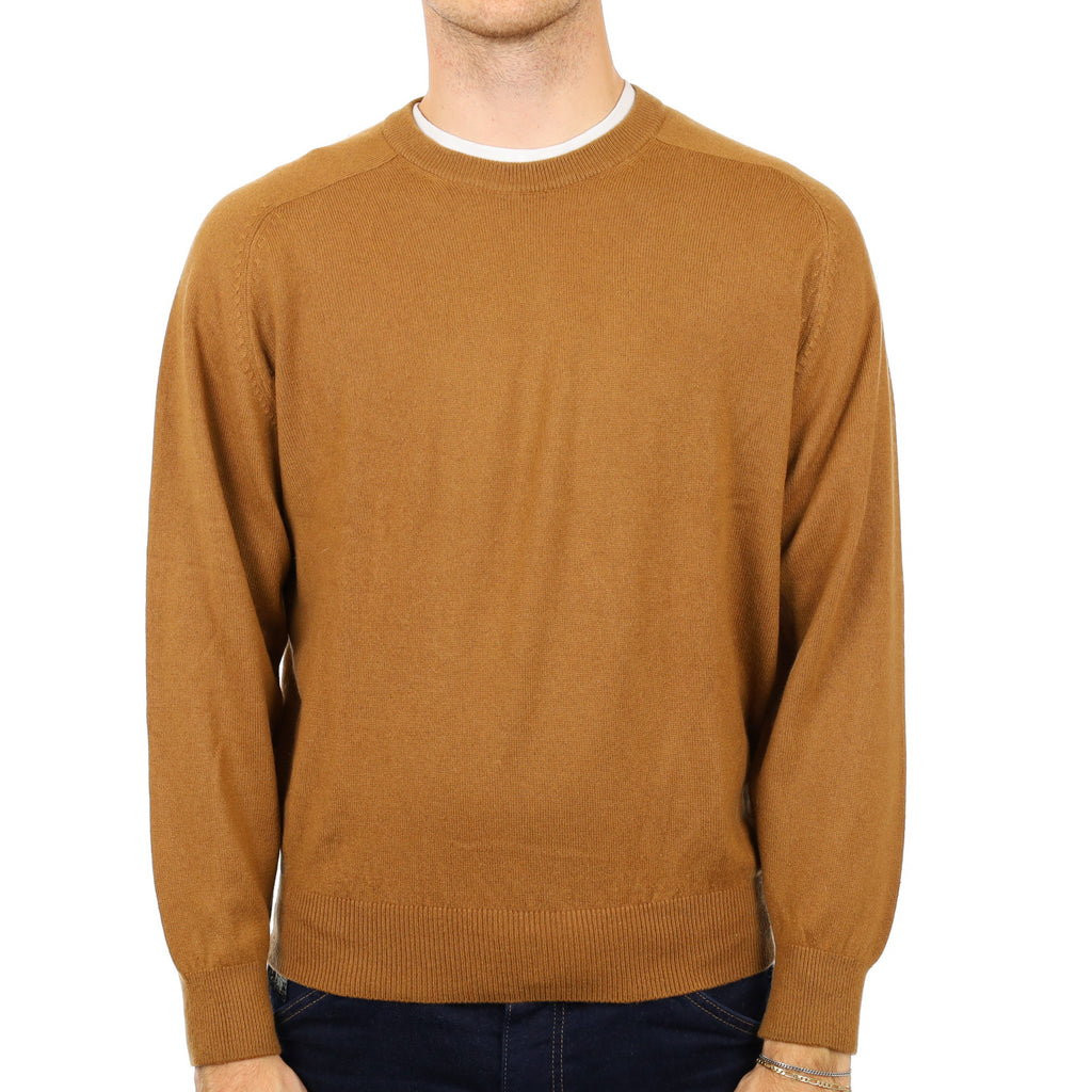 Men's Cinnamon Brown Cashmere Crew Neck Jumper Medium