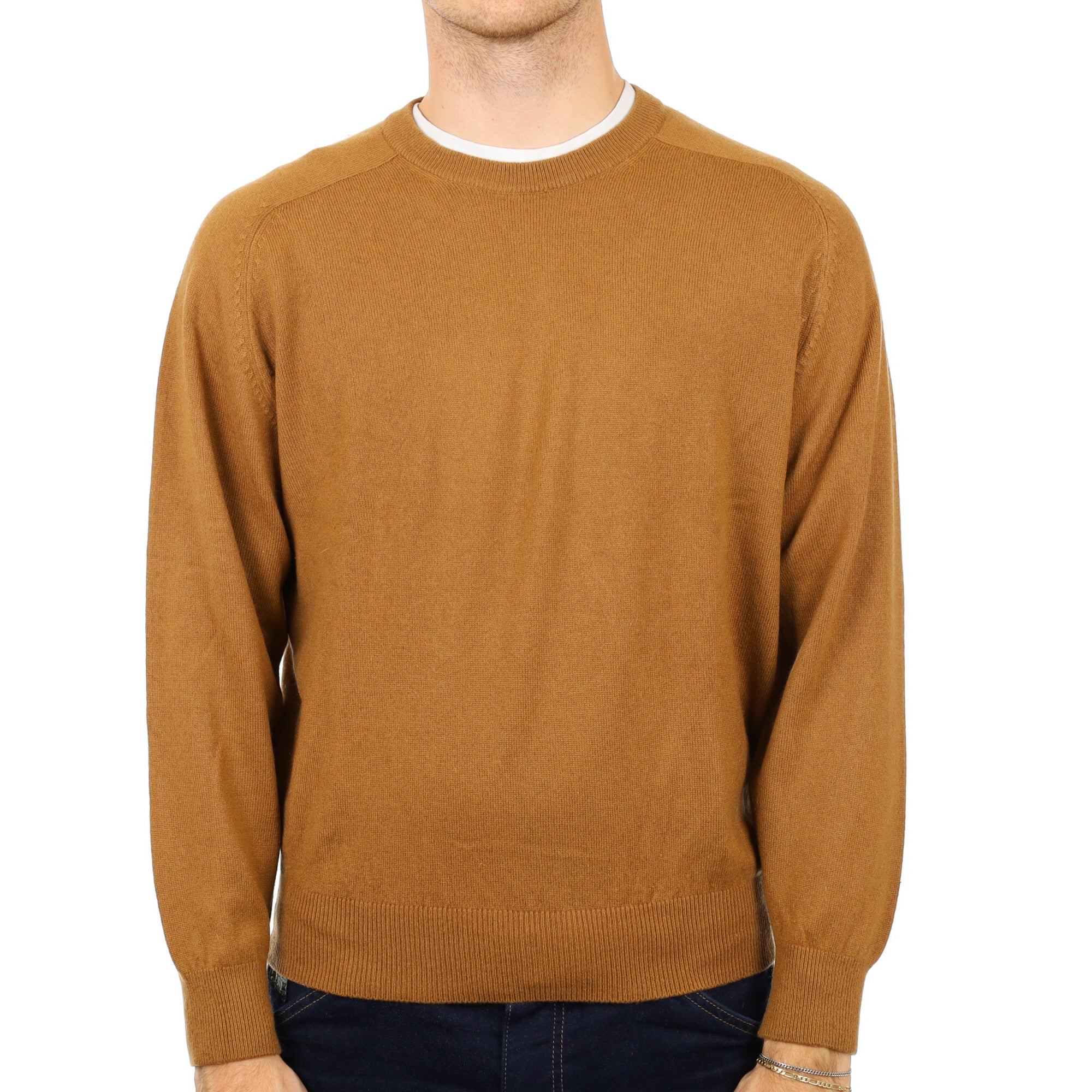 Men's Cinnamon Brown Cashmere Crew Neck Jumper Medium