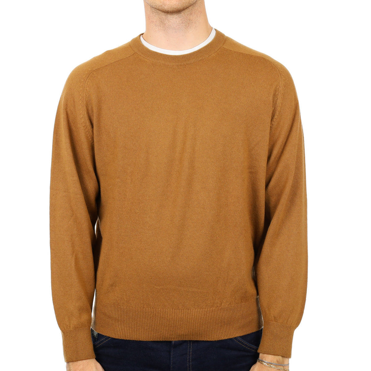 Men's Cinnamon Brown Cashmere Crew Neck Jumper Medium