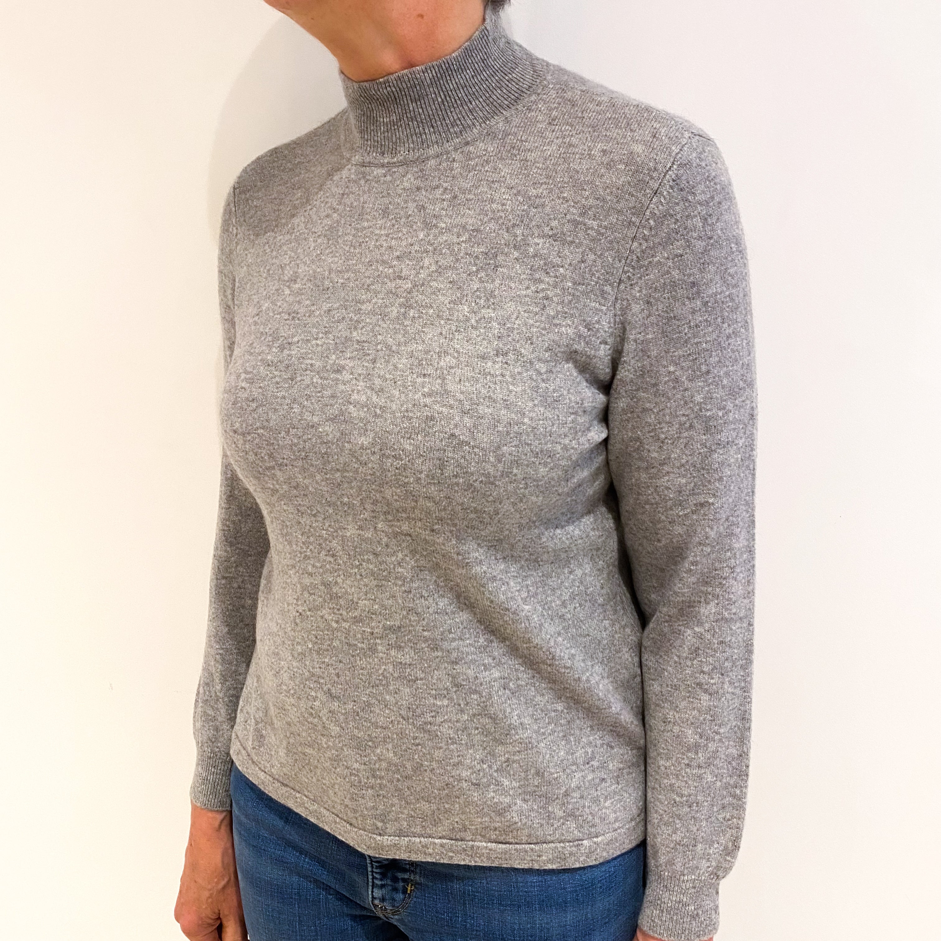 Smoke Grey Cashmere Turtle Neck Jumper Medium