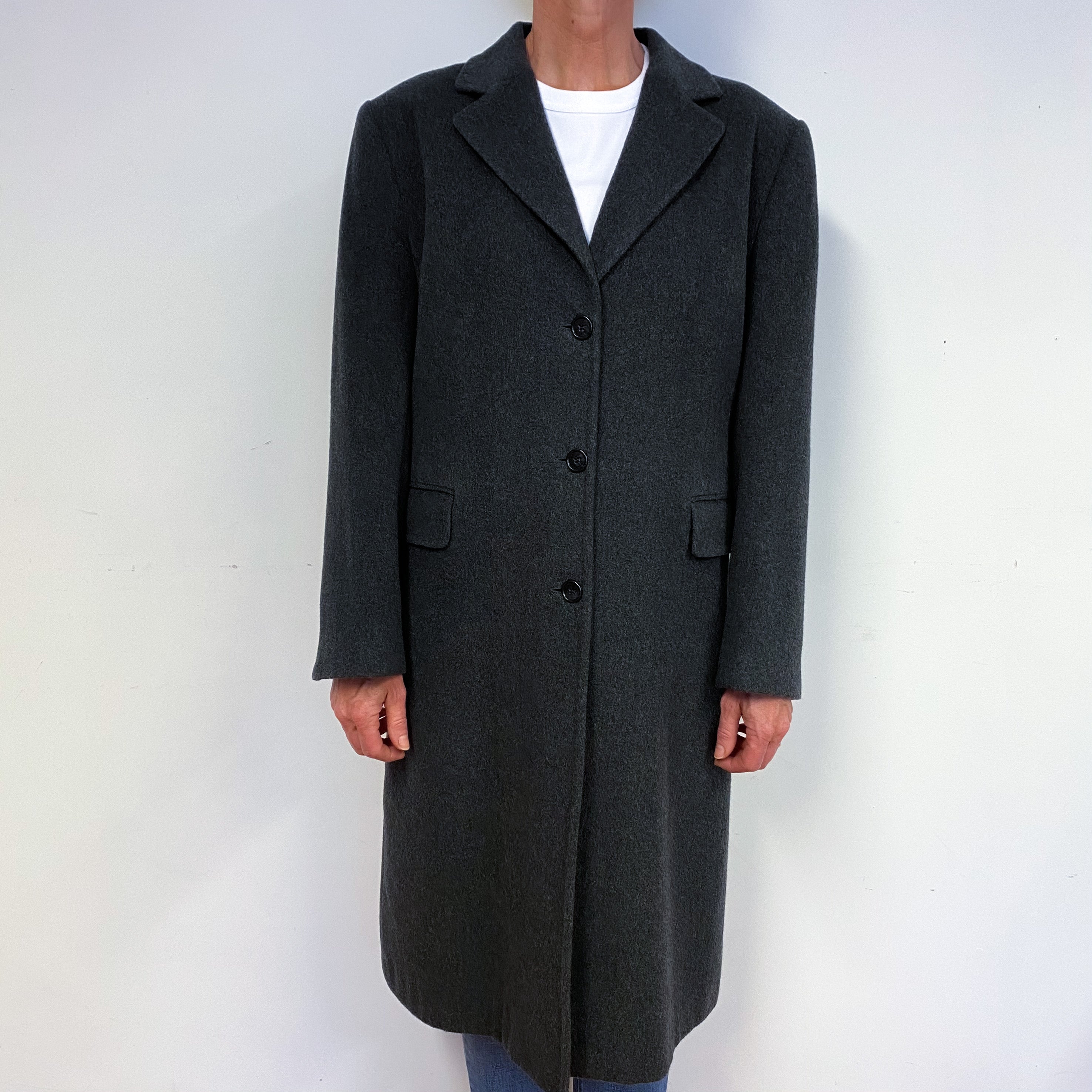 Dark Slate Grey Cashmere Lined Coat Medium