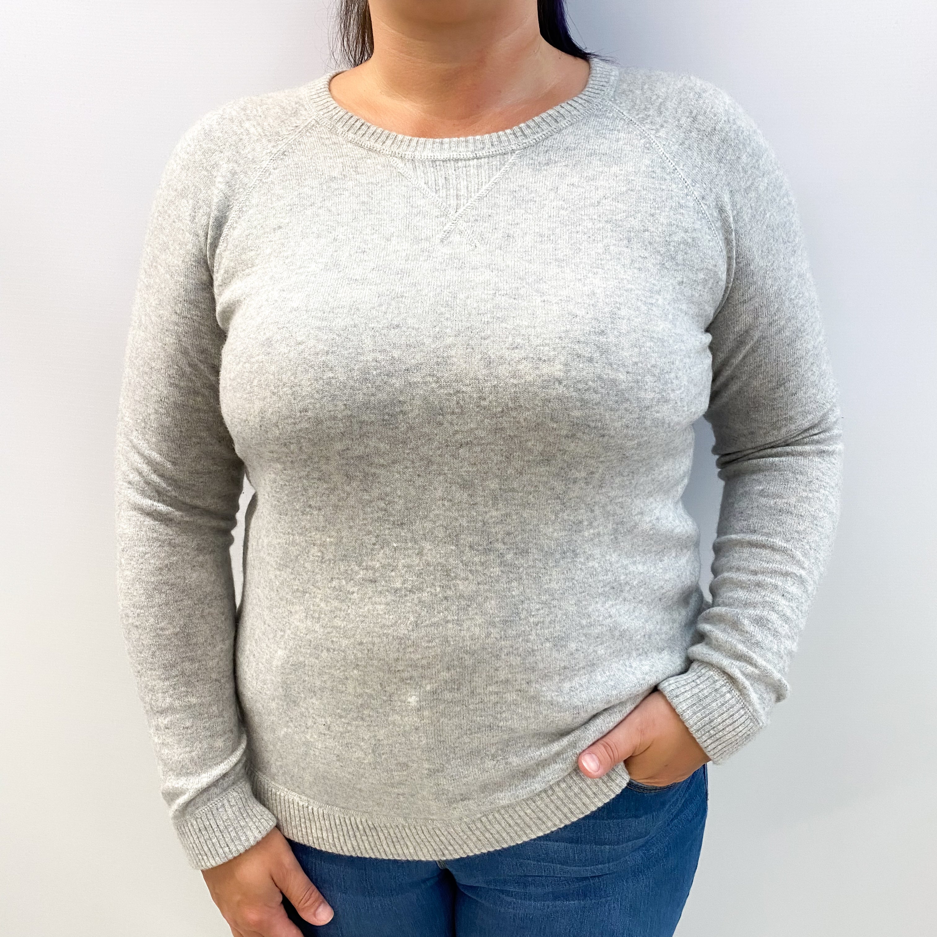 Smoke Grey Cashmere Crew Neck Jumper Large