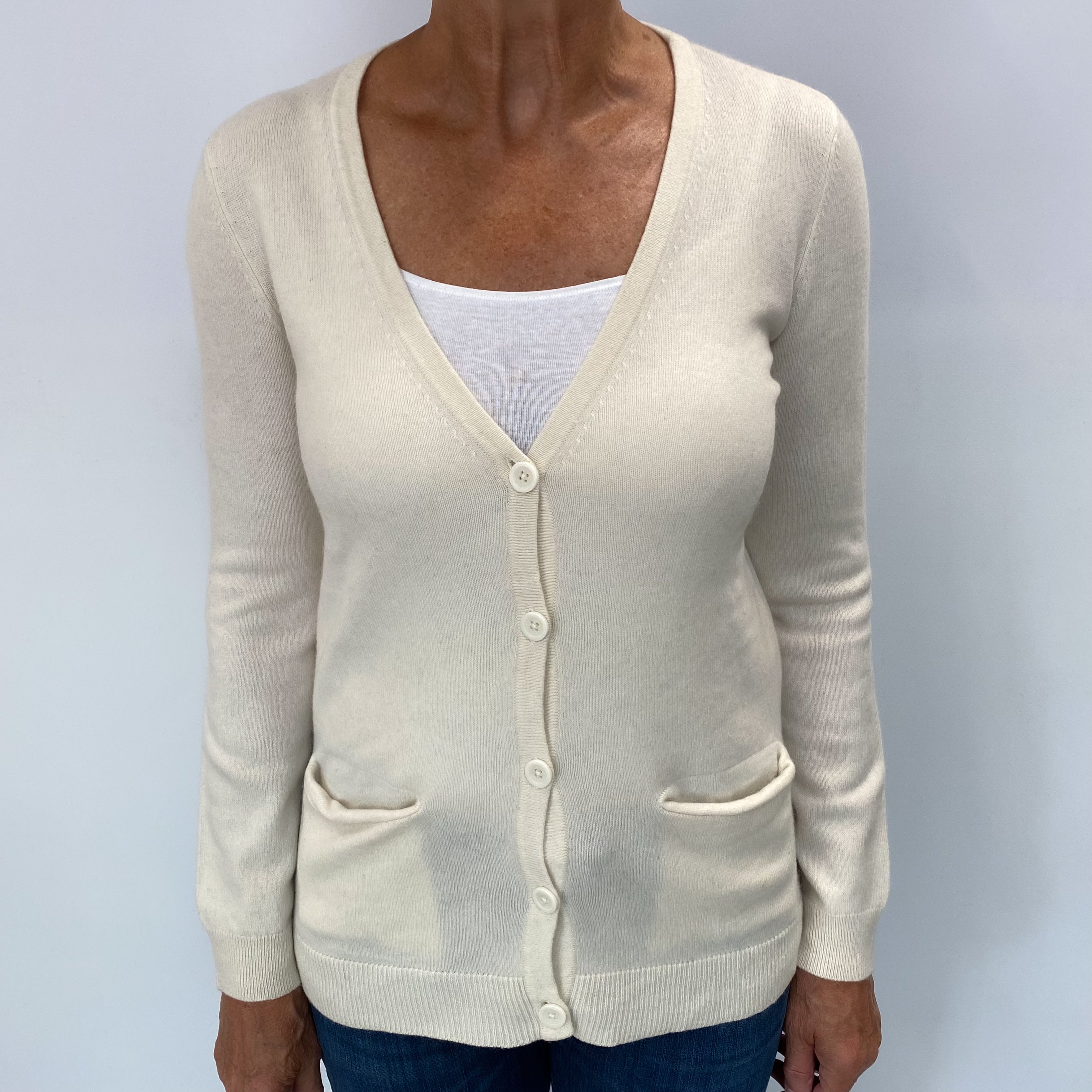 Vanilla Cream Cashmere Cardigan Medium