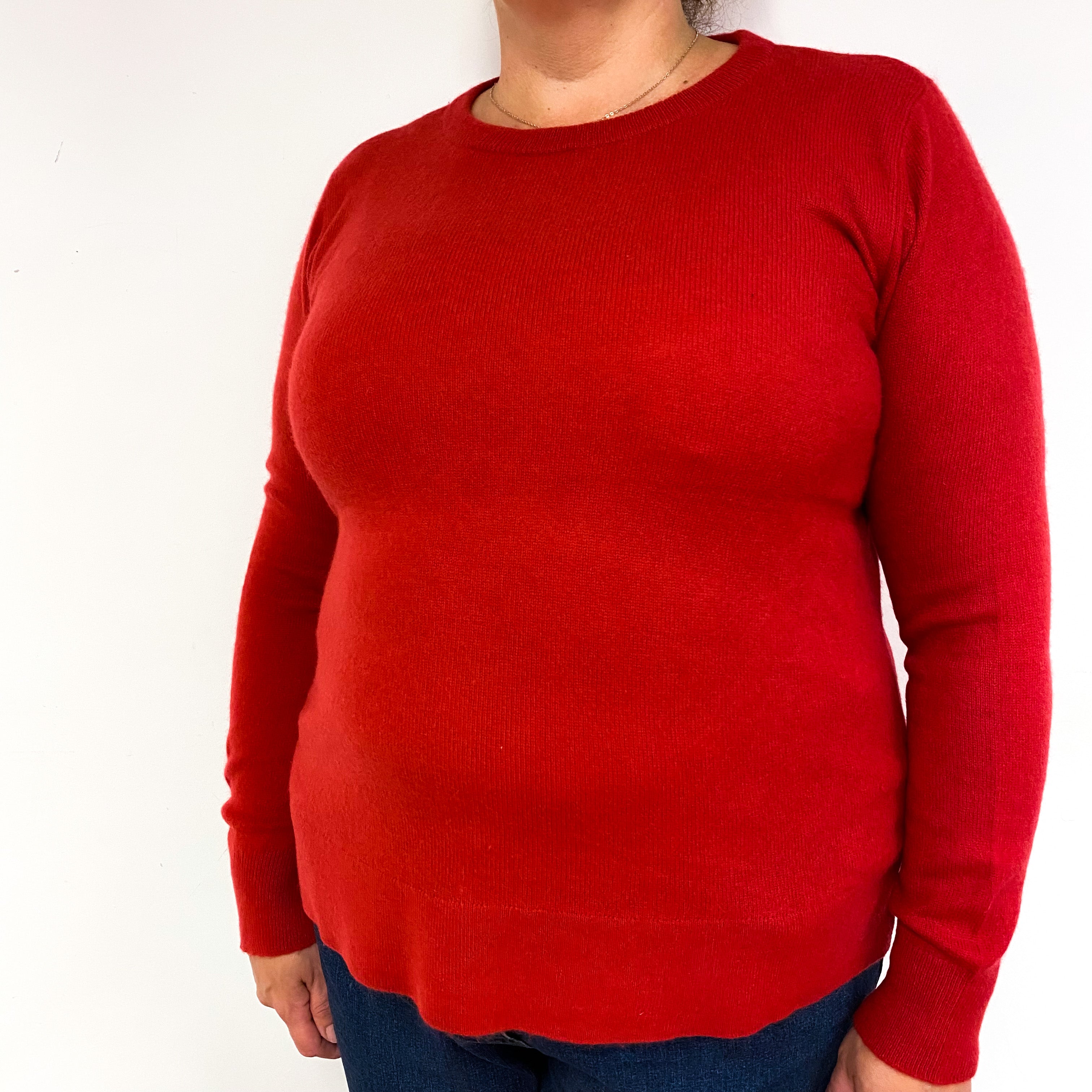 Scarlet Red Cashmere Crew Neck Jumper Extra Large