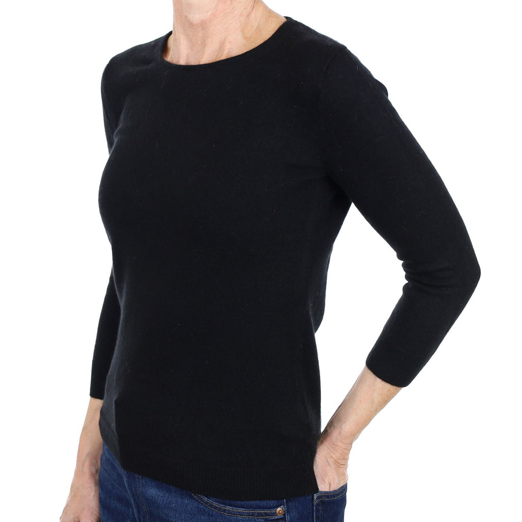 Black Cashmere Crew Neck Jumper Small