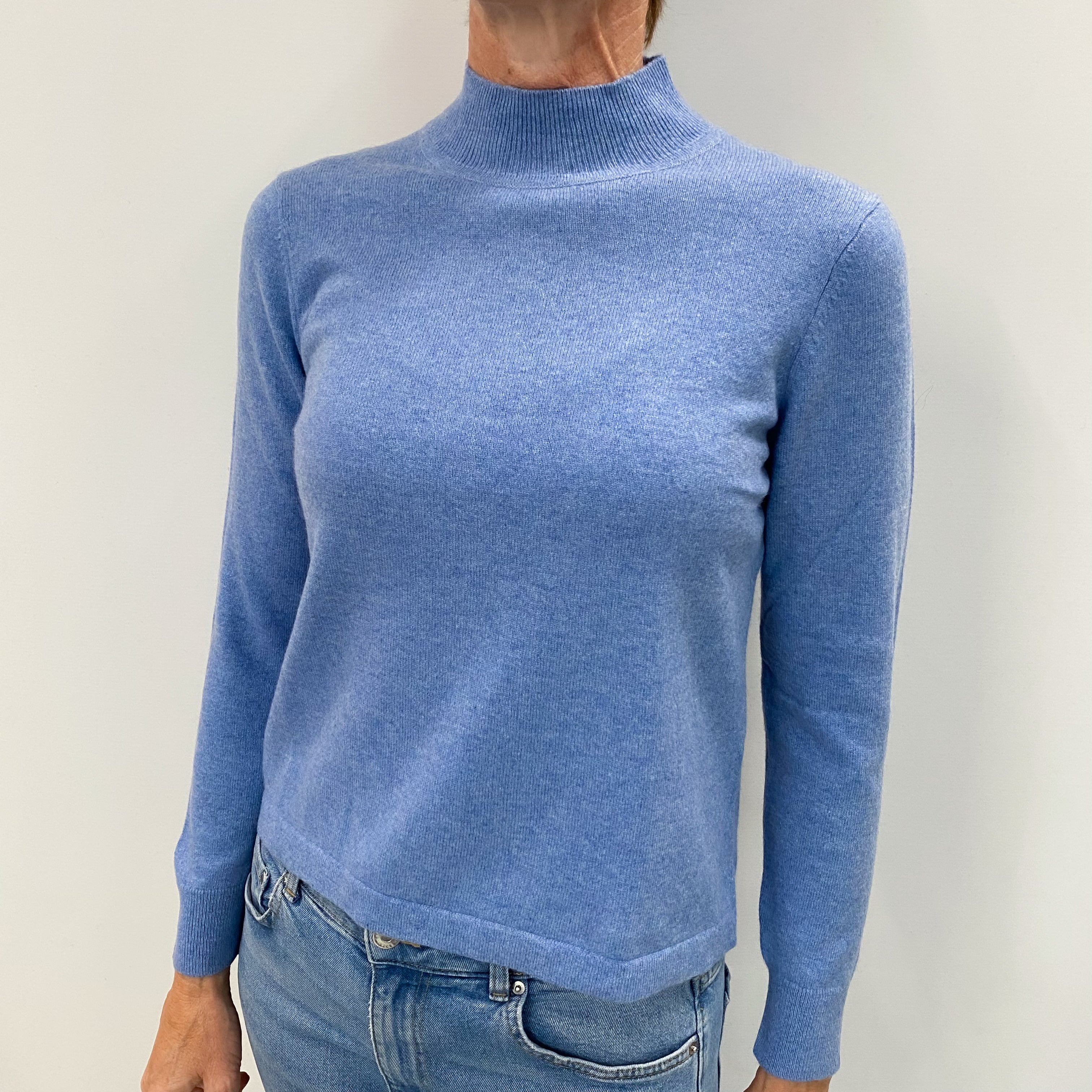Sky Blue Cashmere Turtle Neck Jumper Small