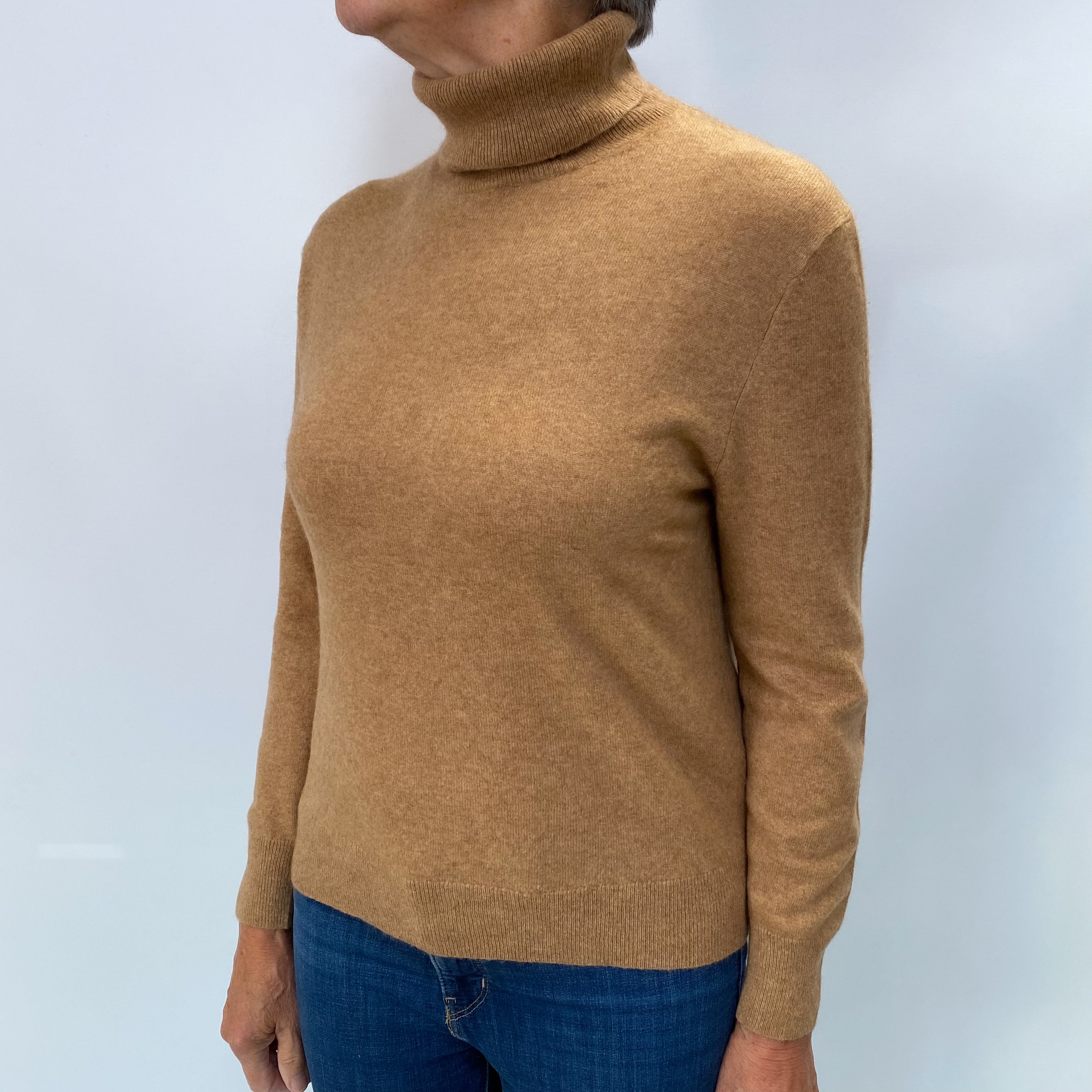 Butterscotch Cashmere Polo Neck Jumper Medium
