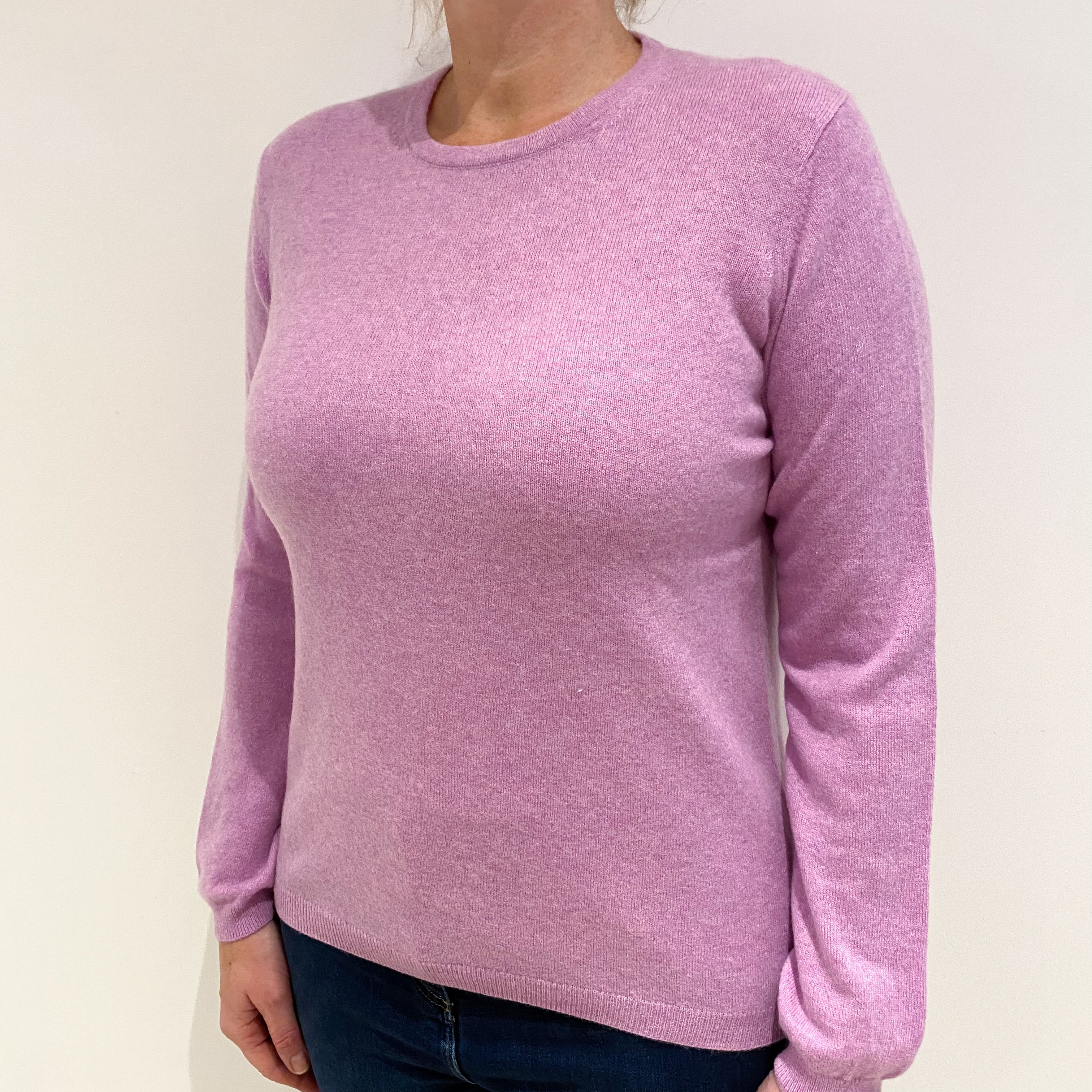 Mauve Pink Cashmere Crew Neck Jumper Large