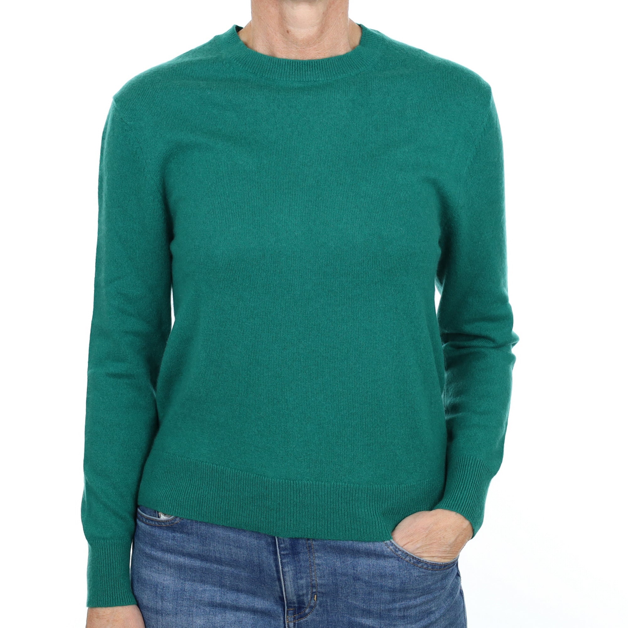 Emerald Green Cashmere Crew Neck Jumper Small