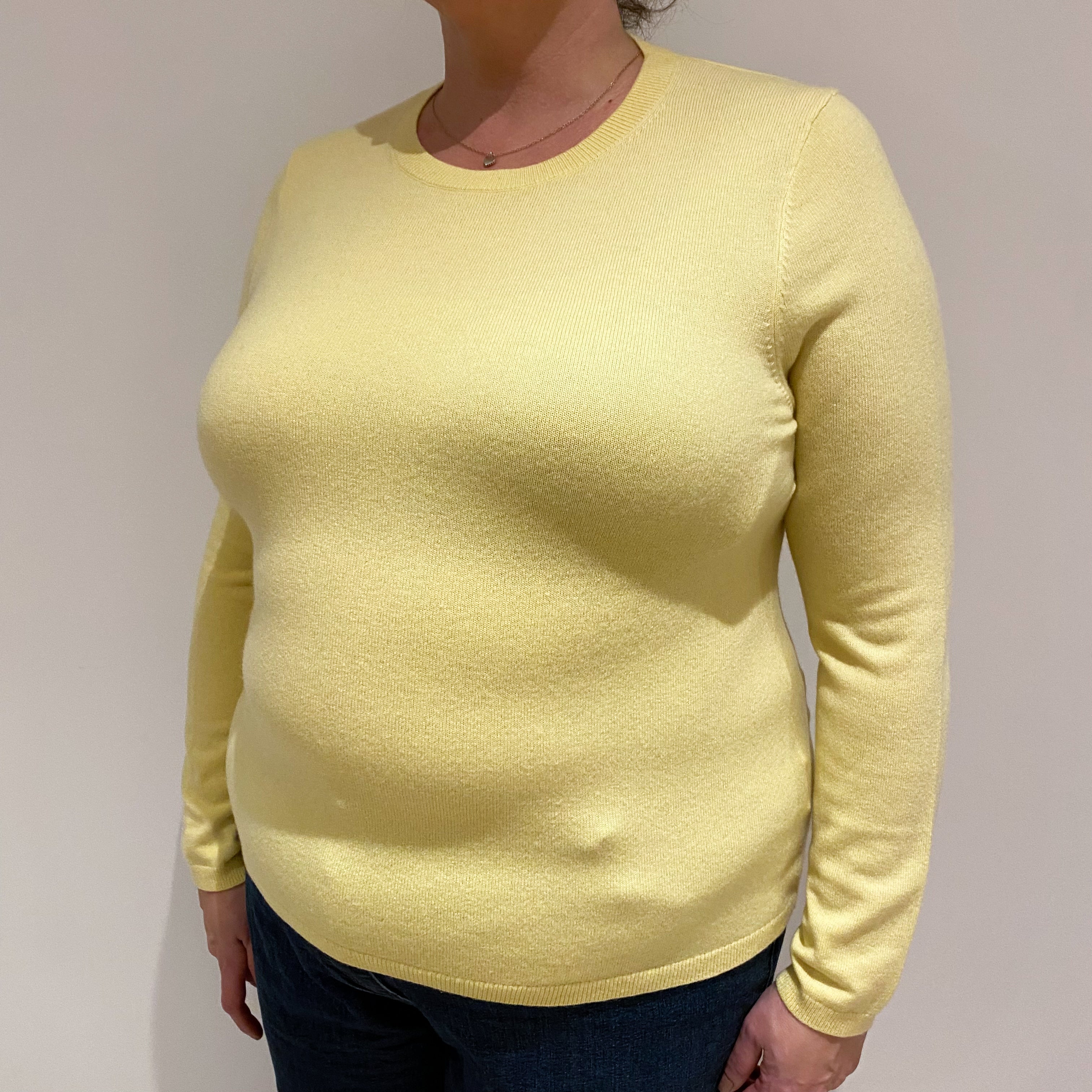 Lemon Yellow Cashmere Crew Neck Jumper Extra Large