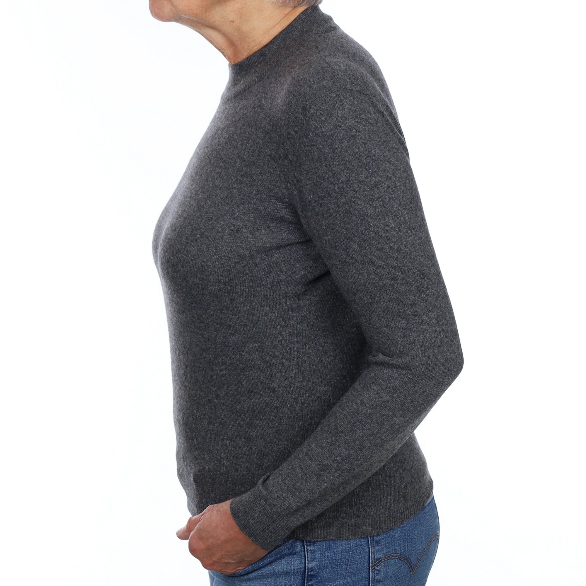 Slate Grey Cashmere Turtle Neck Jumper Medium