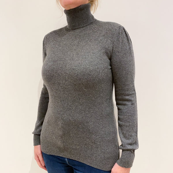 Slate Grey Cashmere Polo Neck Jumper Large
