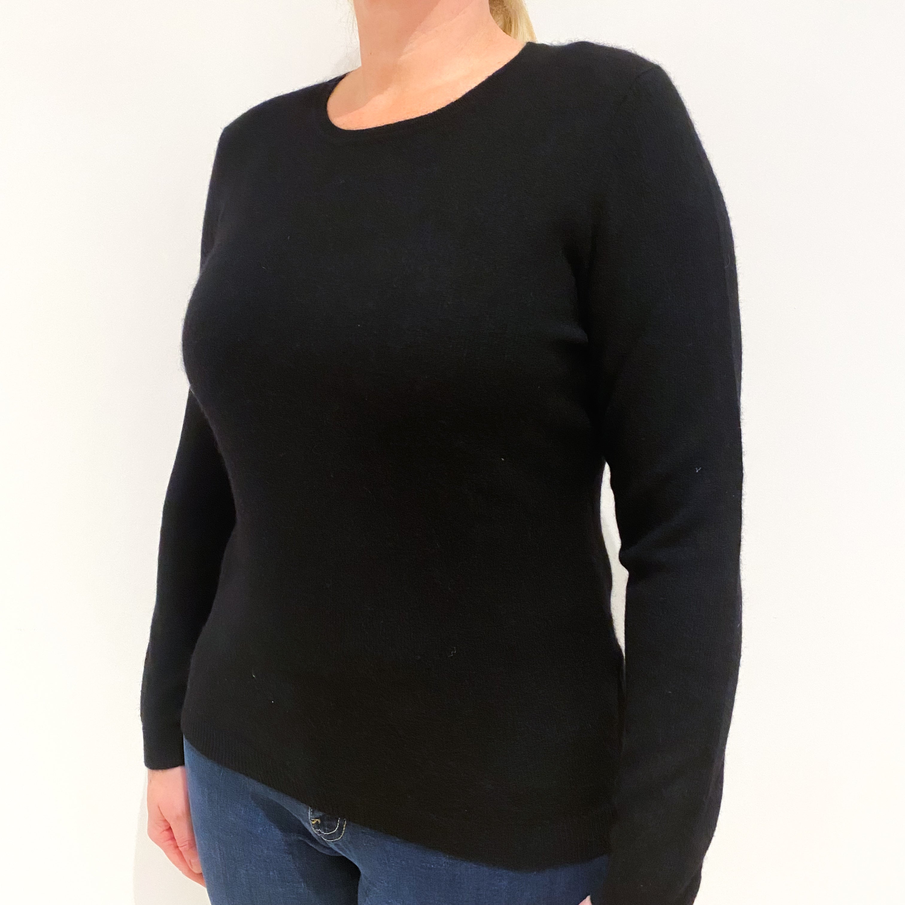 Black Cashmere Crew Neck Jumper Large