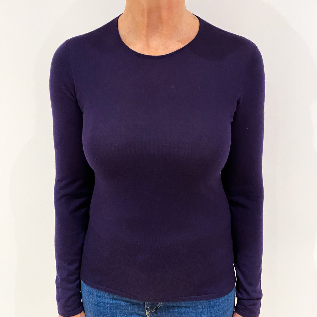 Ralph Lauren Fine Knit Purple Cashmere Crew Neck Jumper Medium