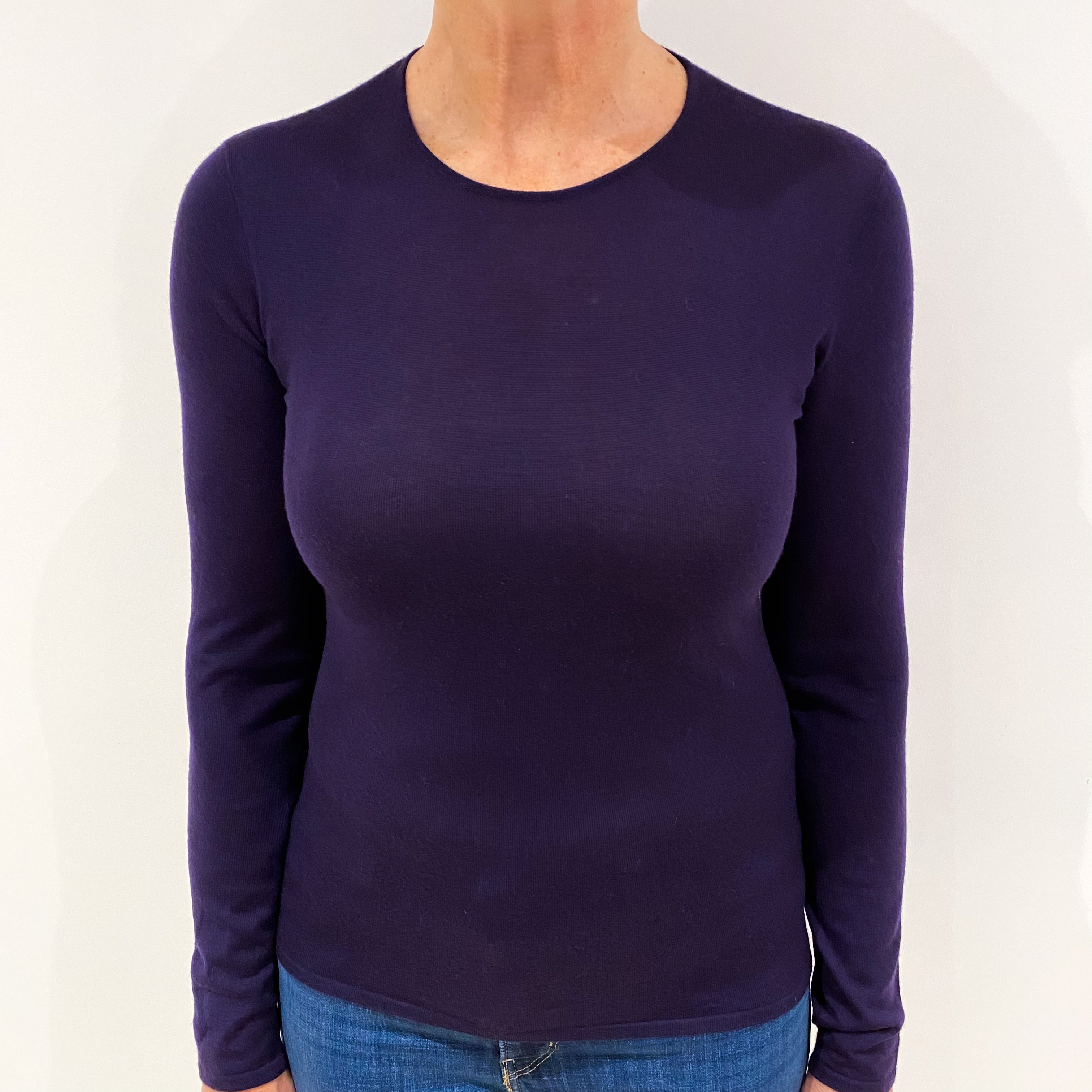 Ralph Lauren Fine Knit Purple Cashmere Crew Neck Jumper Medium
