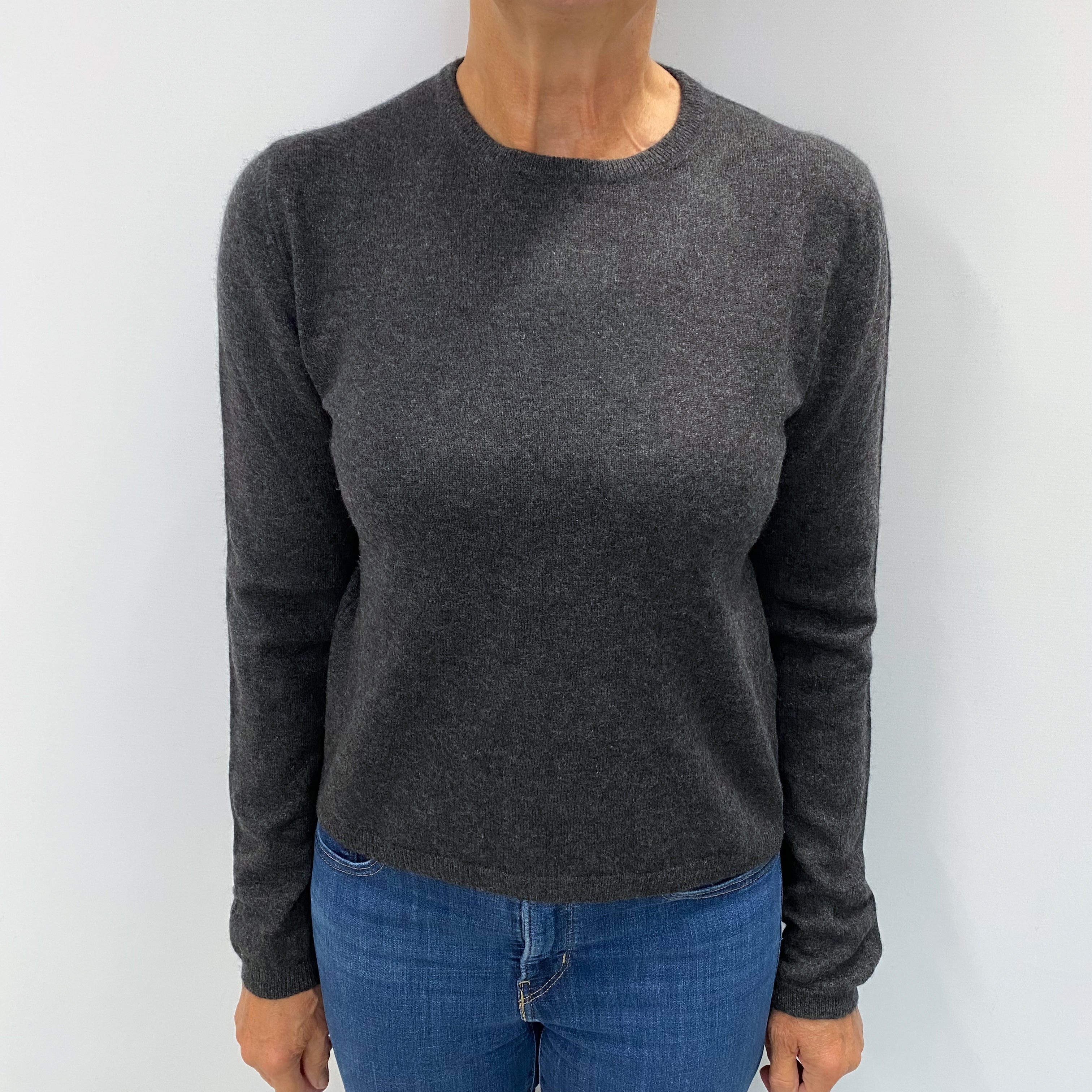 Charcoal Grey Cashmere Crew Neck Jumper Medium