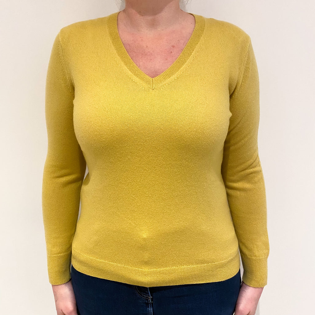 Pineapple Yellow Cashmere V Neck Jumper Large