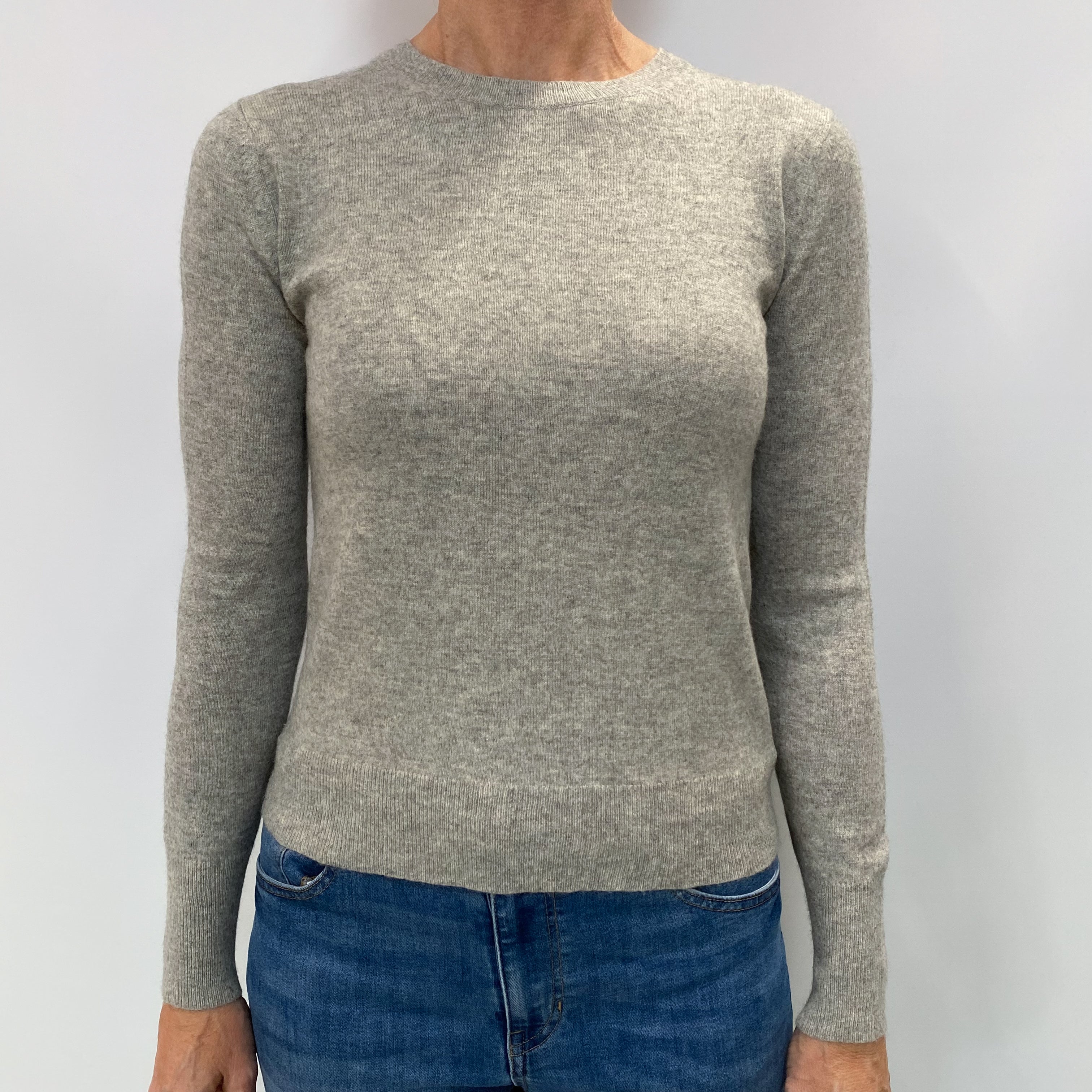 Smoke Grey Cashmere Crew Neck Jumper Small