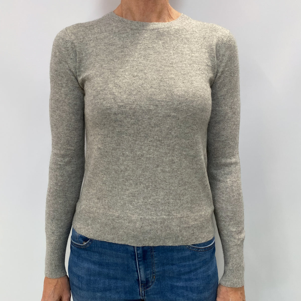 Smoke Grey Cashmere Crew Neck Jumper Small